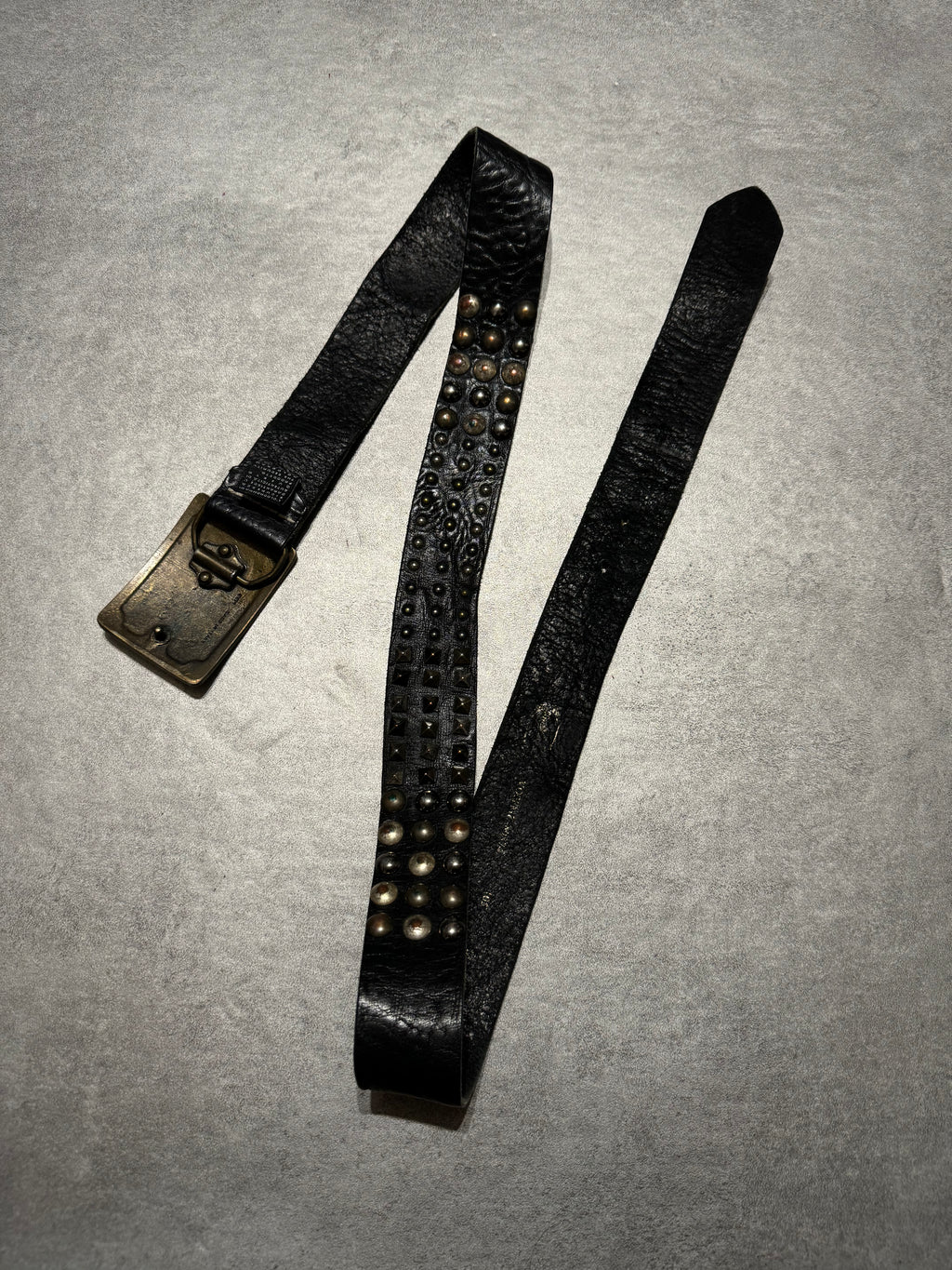 2000s Cavalli Embellished Black Leather Belt (OS) - 2