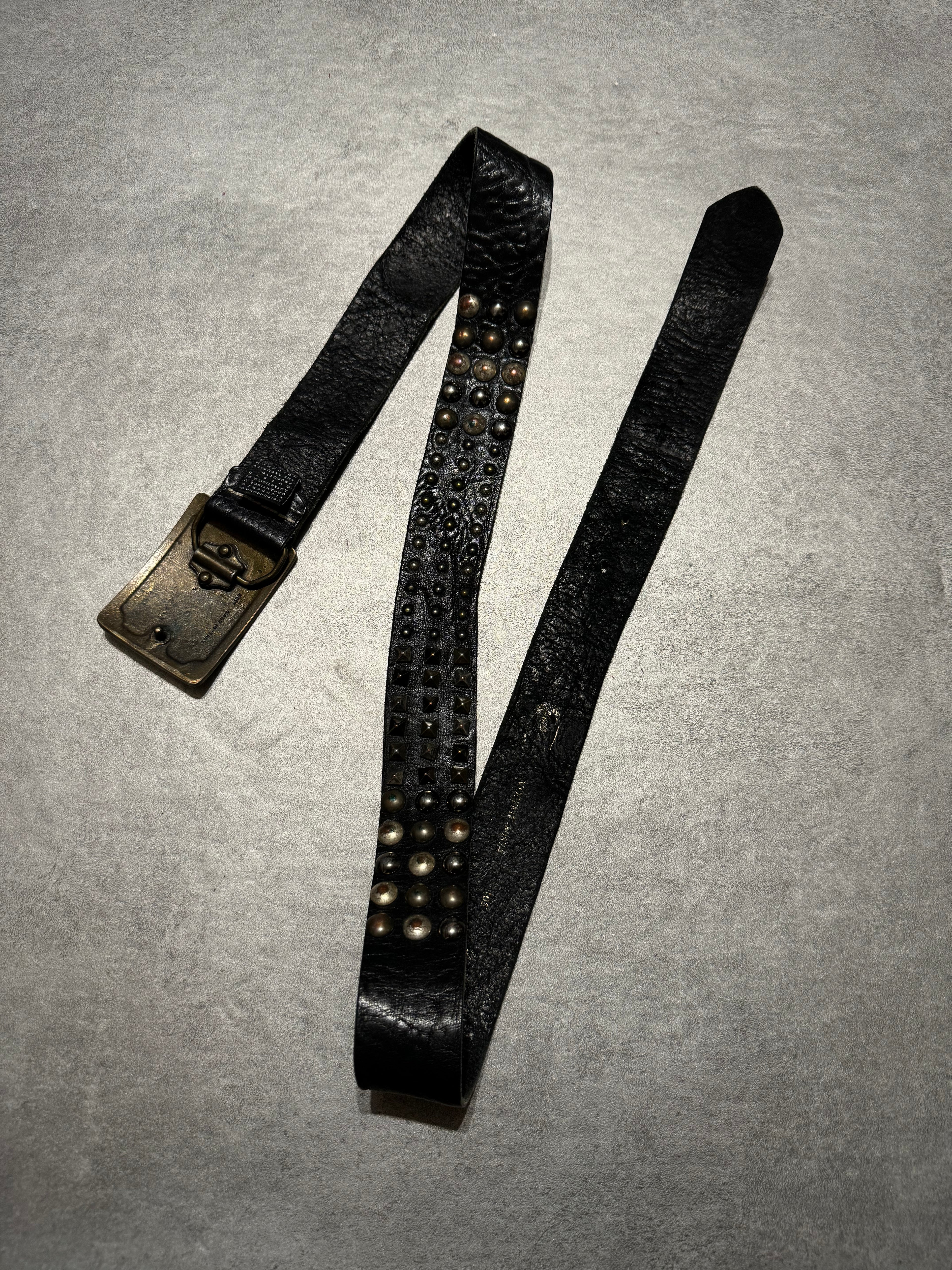 2000s Cavalli Embellished Black Leather Belt (OS) - 2