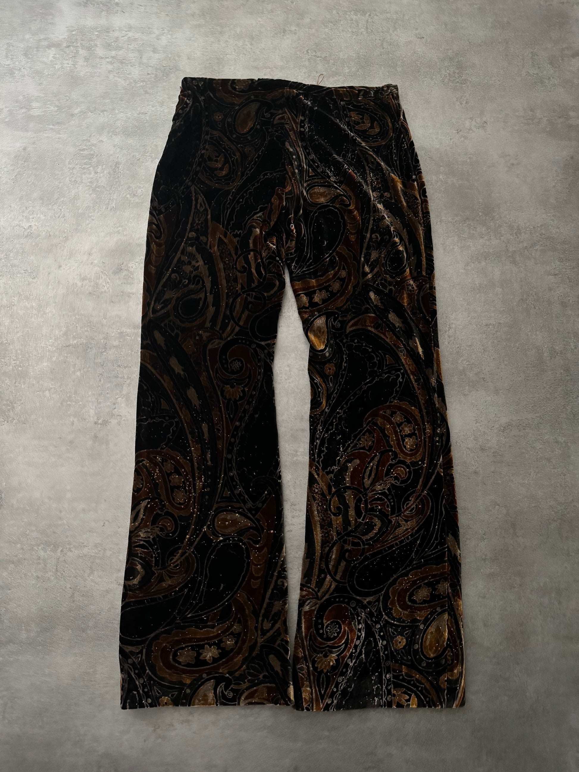 AW1999 Roberto Cavalli Obscure Orange Space Smooth Velvet Pants (M) - 2