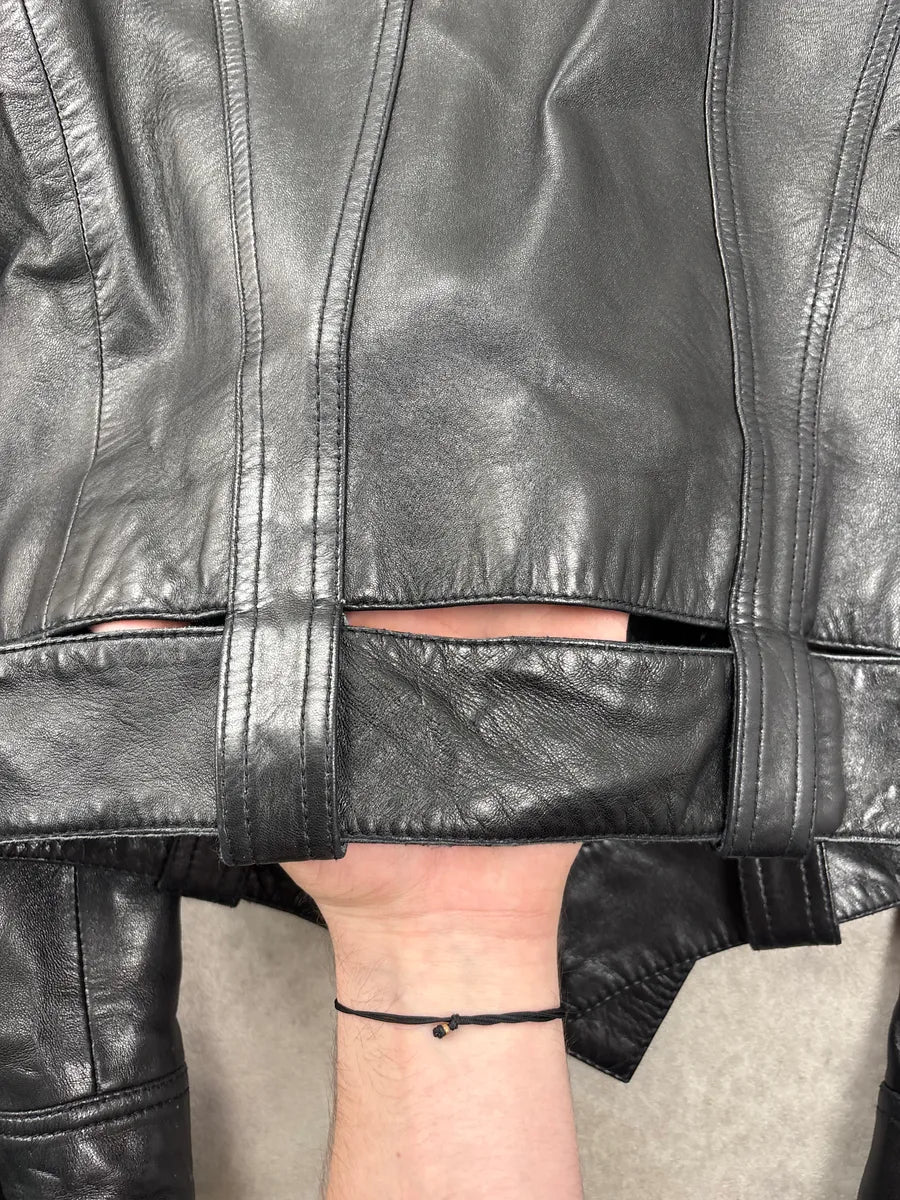 2000s Roberto Cavalli Black Leopard Lining Biker Leather Jacket SvgvHkbQ 9