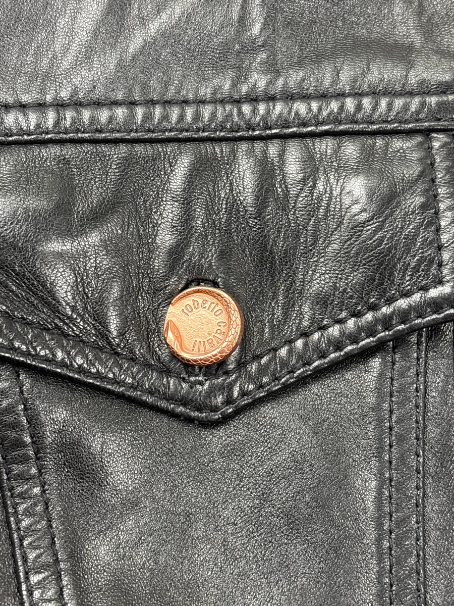 2000s Roberto Cavalli Black Leopard Lining Biker Leather Jacket SvgvHkbQ 10