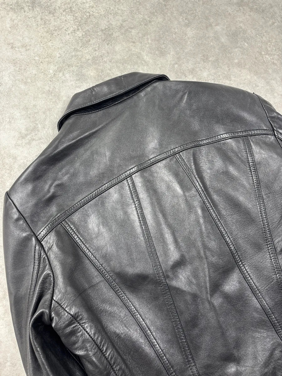 2000s Roberto Cavalli Black Leopard Lining Biker Leather Jacket SvgvHkbQ 8