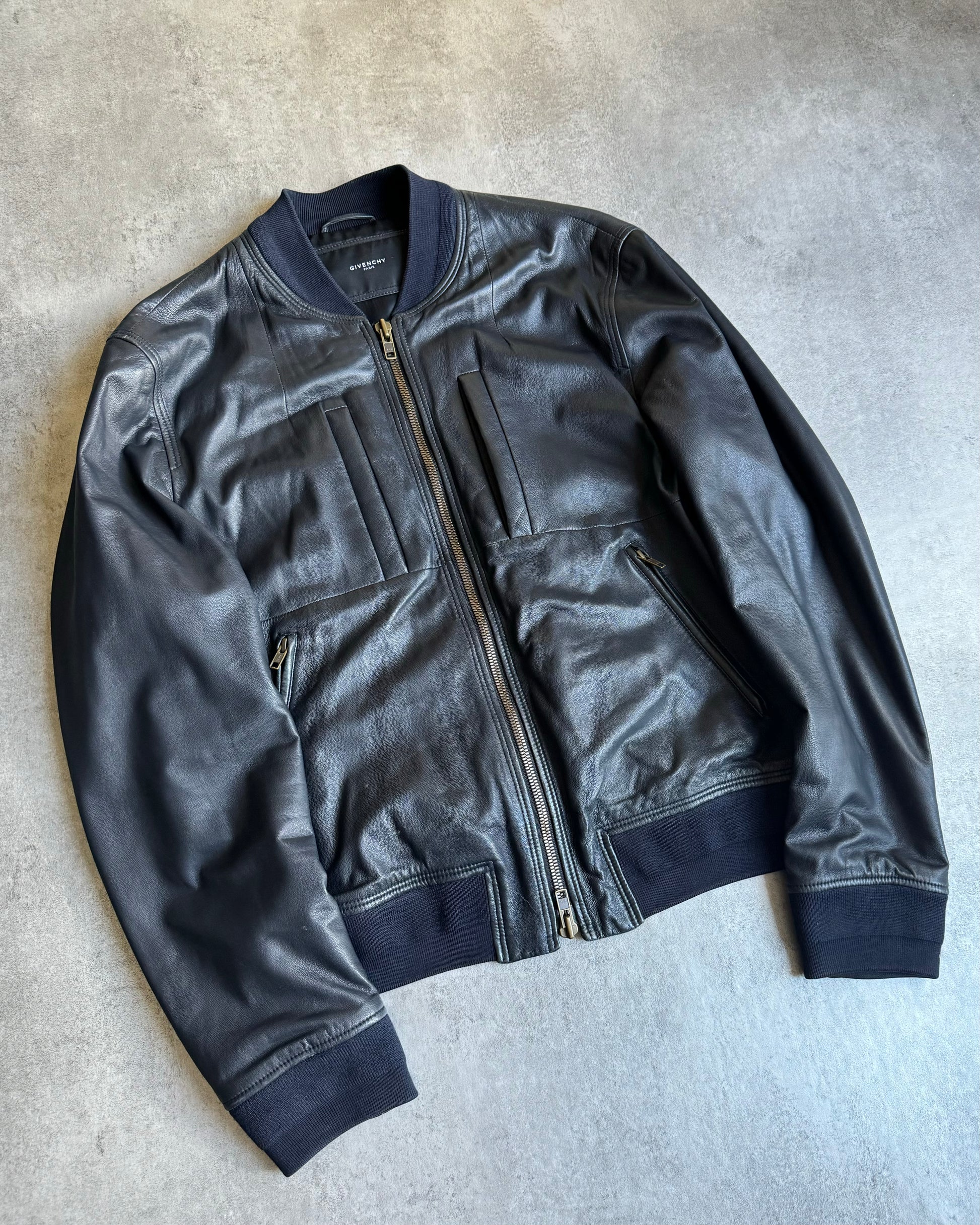 SS2013 Givenchy Black Leather Brut Leather Jacket by Riccardo Tisci (L) - 4