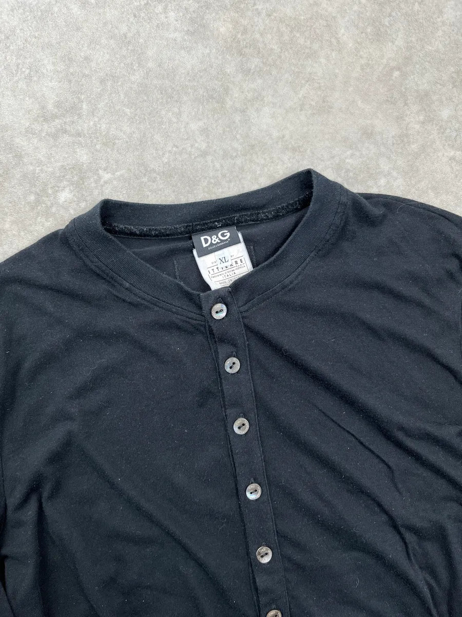 AW2006 Dolce & Gabbana Black Buttoned Henley Longsleeve SxhjJdEU 5