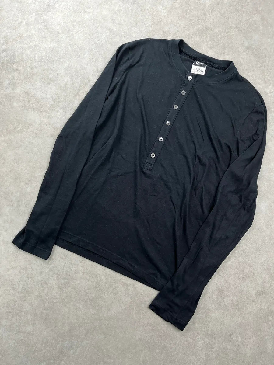 AW2006 Dolce & Gabbana Black Buttoned Henley Longsleeve SxhjJdEU 4
