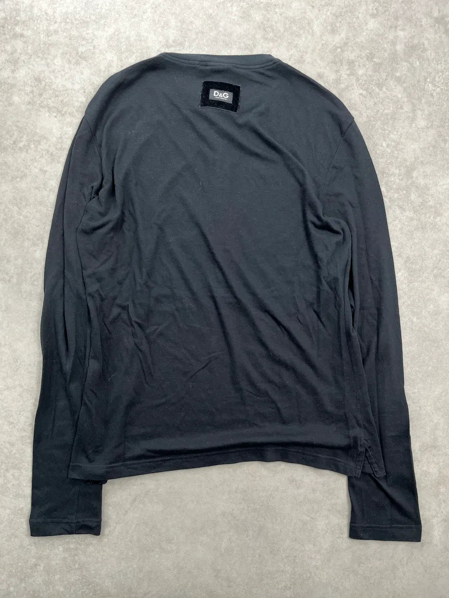AW2006 Dolce & Gabbana Black Buttoned Henley Longsleeve SxhjJdEU 3