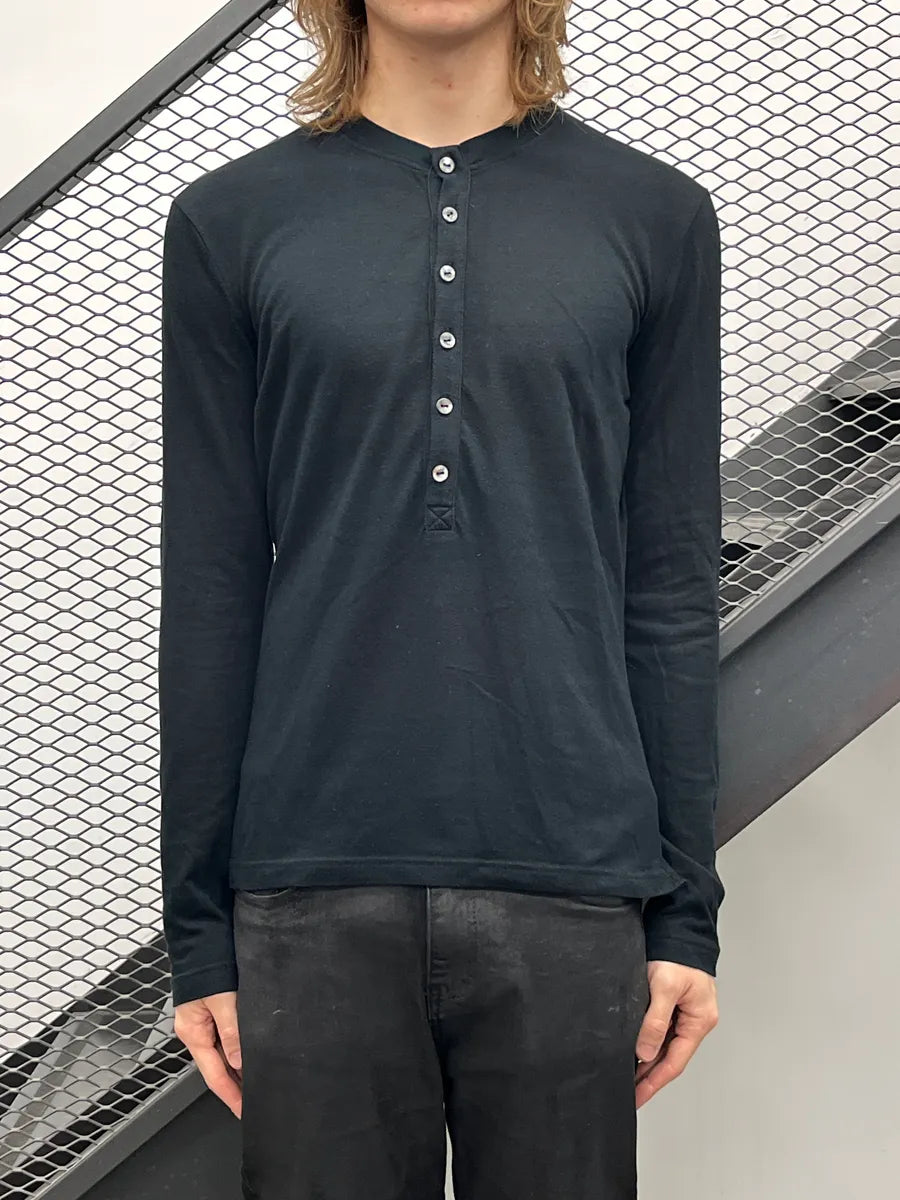 AW2006 Dolce & Gabbana Black Buttoned Henley Longsleeve SxhjJdEU 1