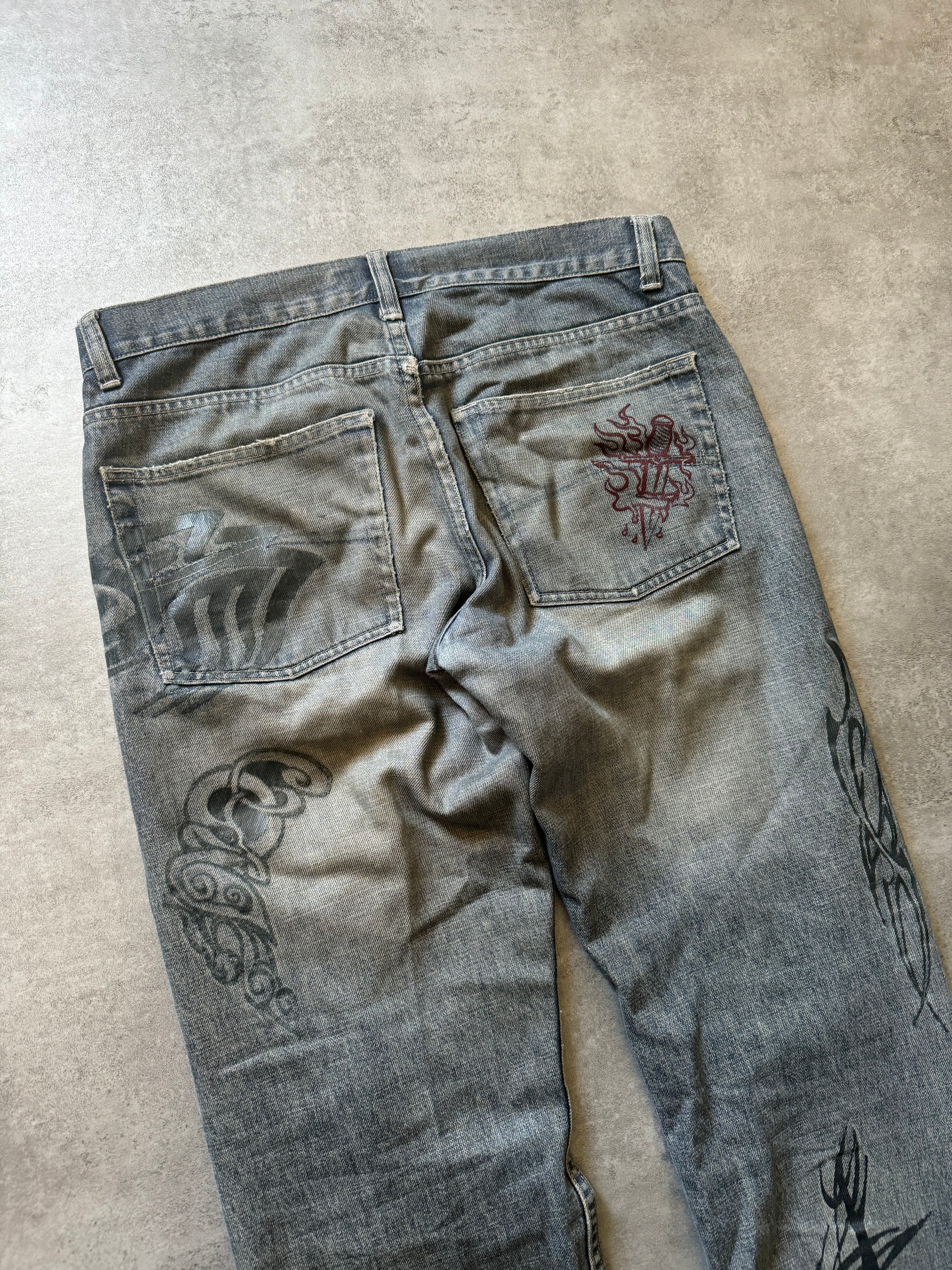 2000s Armani Limited Japan Printed Denim Jeans  (M) - 3