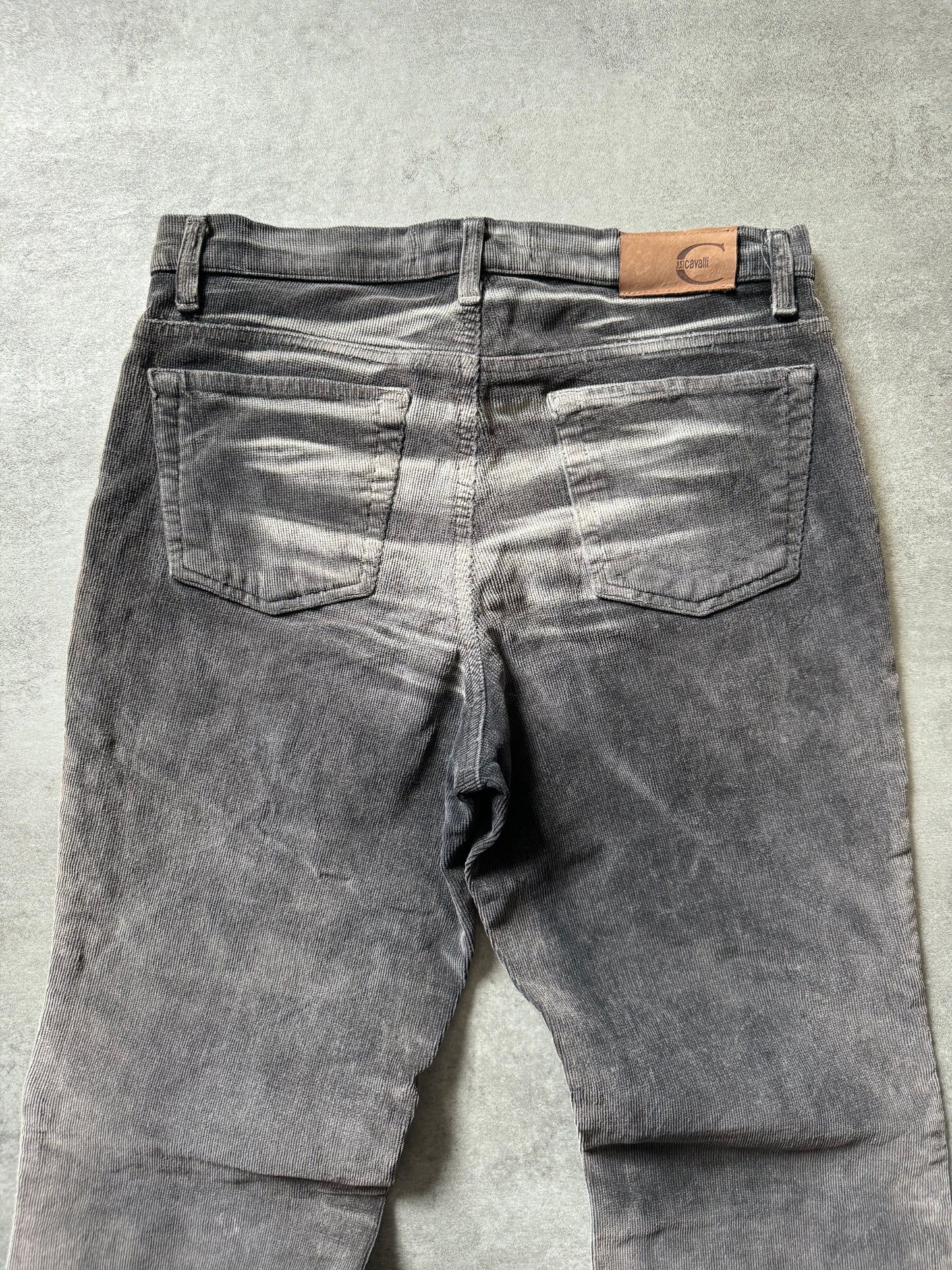 SS2004 Cavalli Velvet Grey Pants (S) - 3
