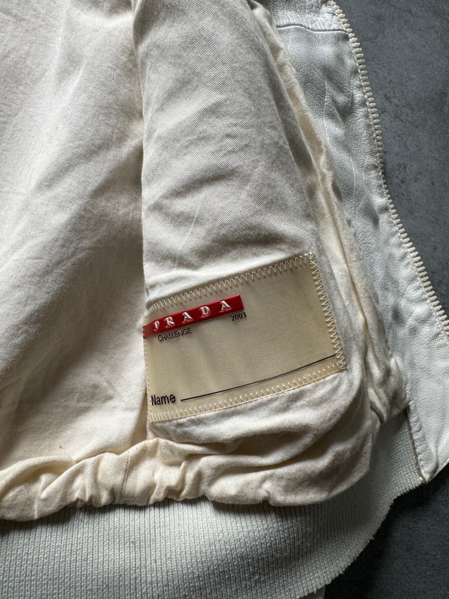 SS2003 Prada White Leather Bomber Jacket  (XS) - 5