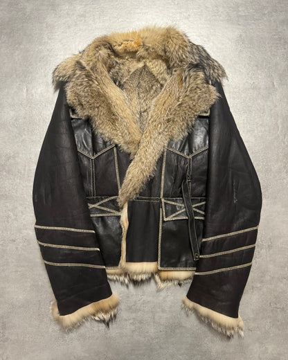 2000s Cavalli Reversible Fox Fur Premium Leather Jacket (S) - 12