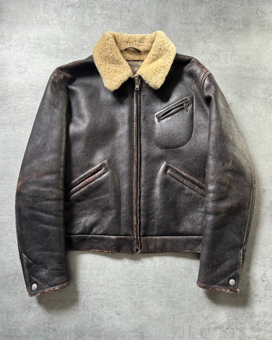 1980s Giorgio Armani Premium Shearling Biker Leather Jacket (M) - 1