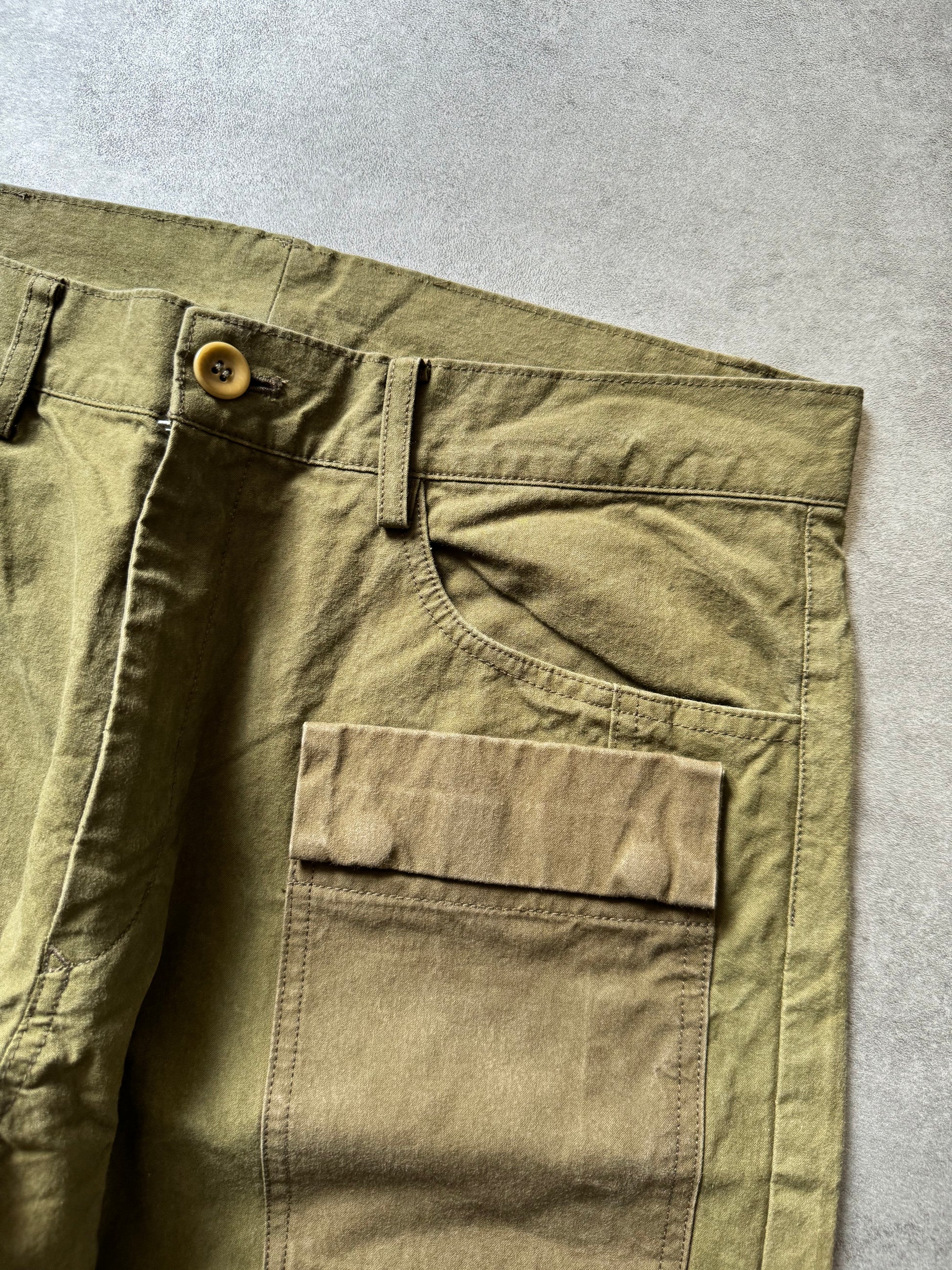 Yohji Yamamoto Olive Cargo Structured Pants (M) - 7