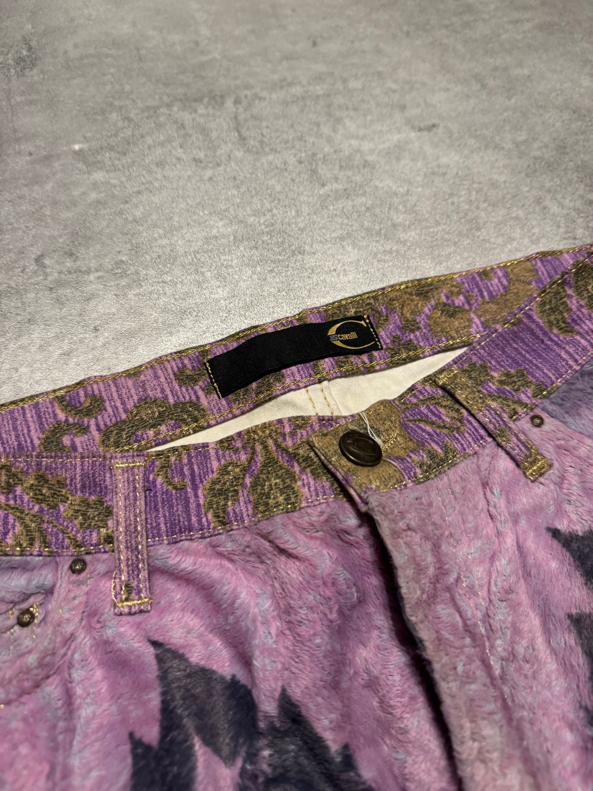 SS2005 Cavalli Mountain Peninsula Purple Relaxed Pants (S) - 6