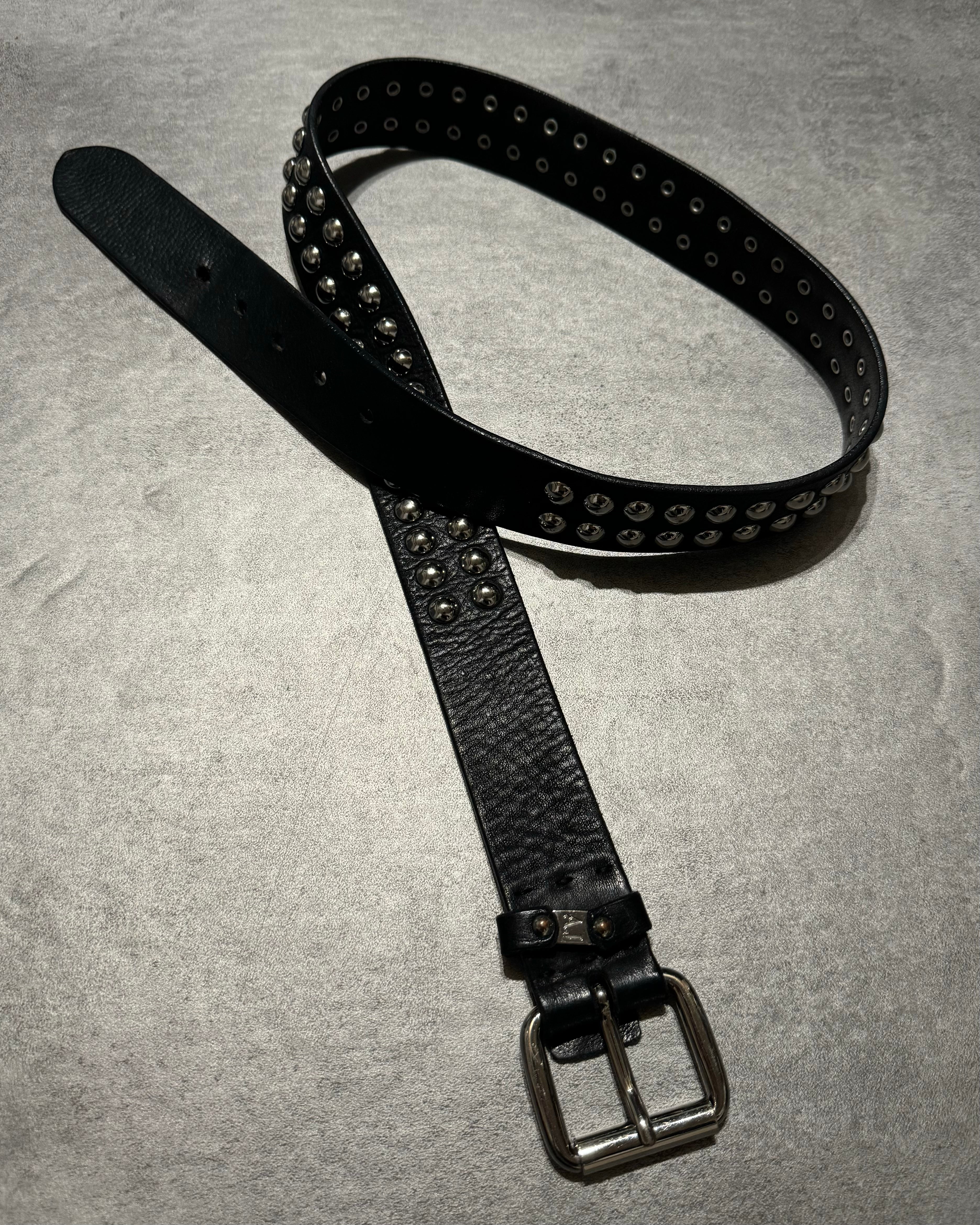 Armani Black Embellished Studded Leather Belt (OS) - 7
