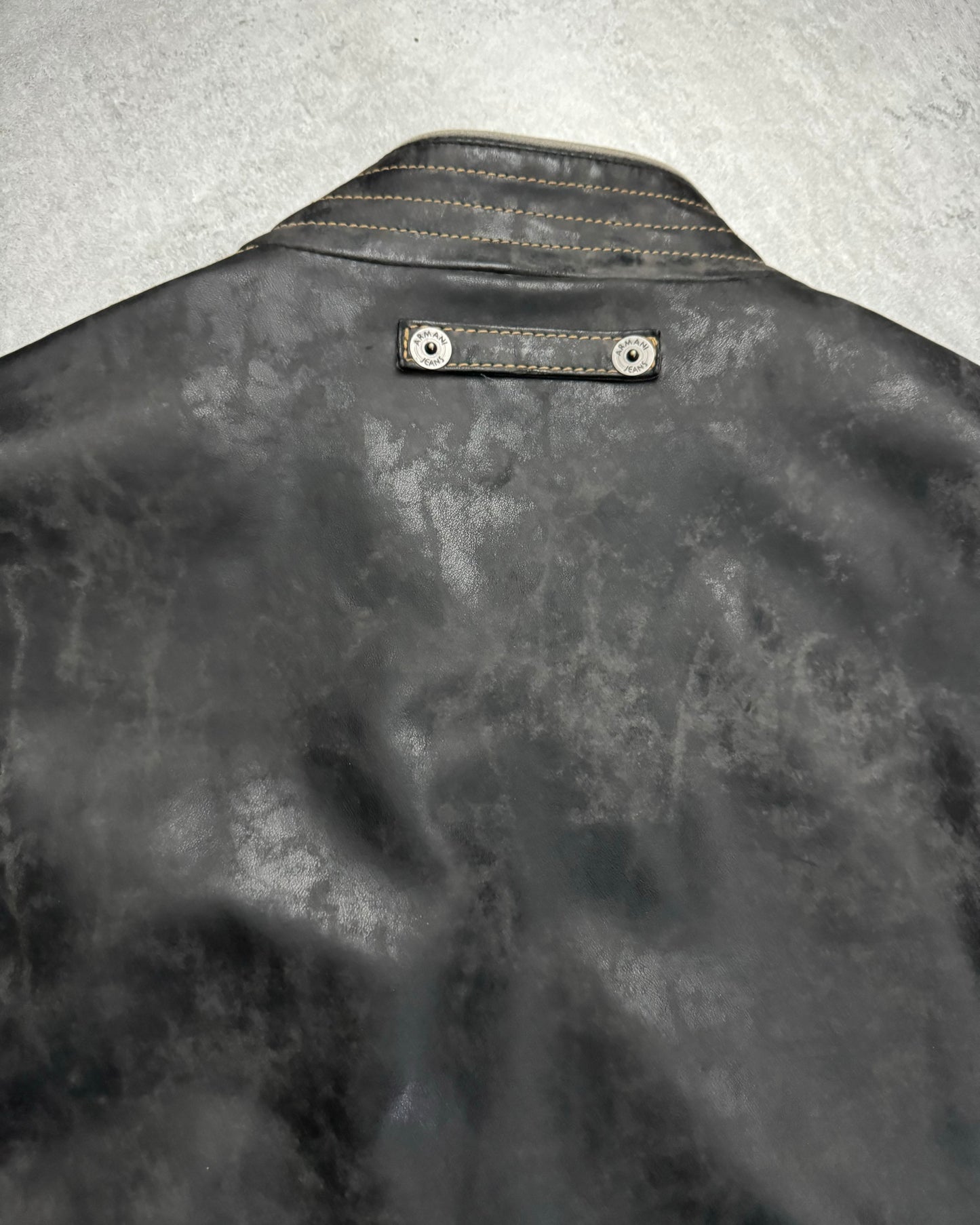 2000s Armani Eroded Tern Black Biker Leather Jacket (L) - 4