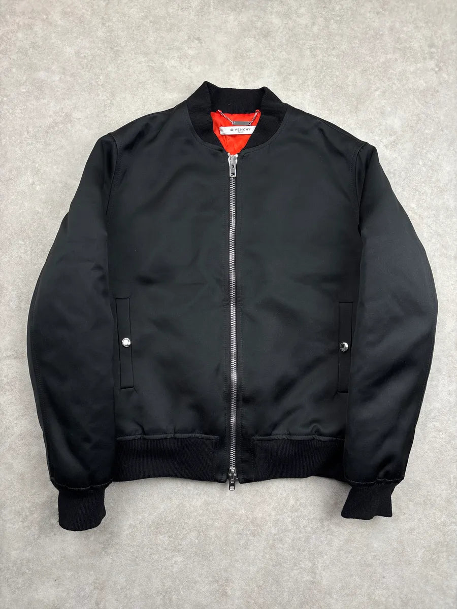AW2016 Givenchy Black Contrast Lining Zip-Up Bomber Jacket TEiJPFGv 0