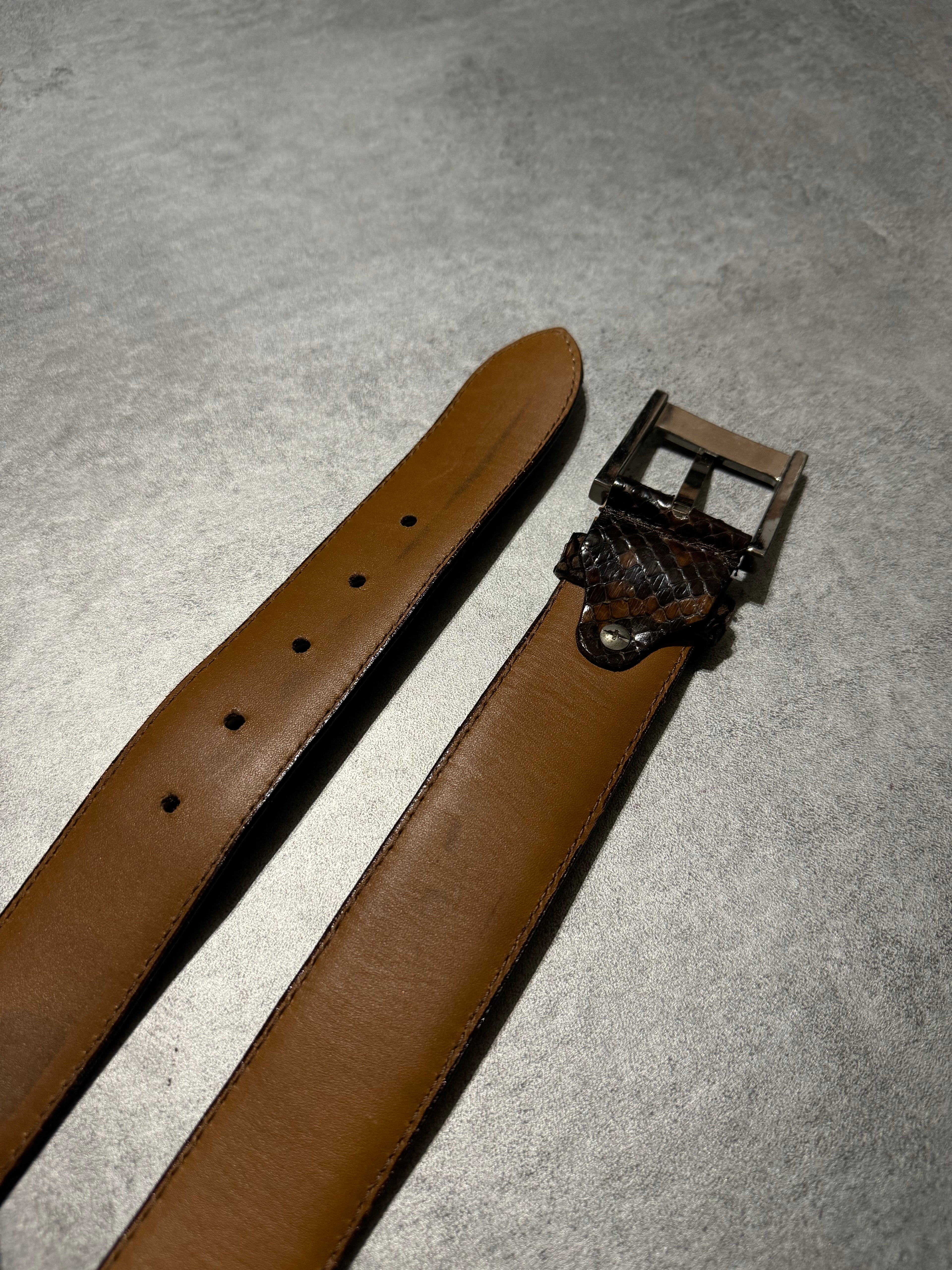 Artisanal Italian Python Leather Brown Dark Belt (OS) - 4