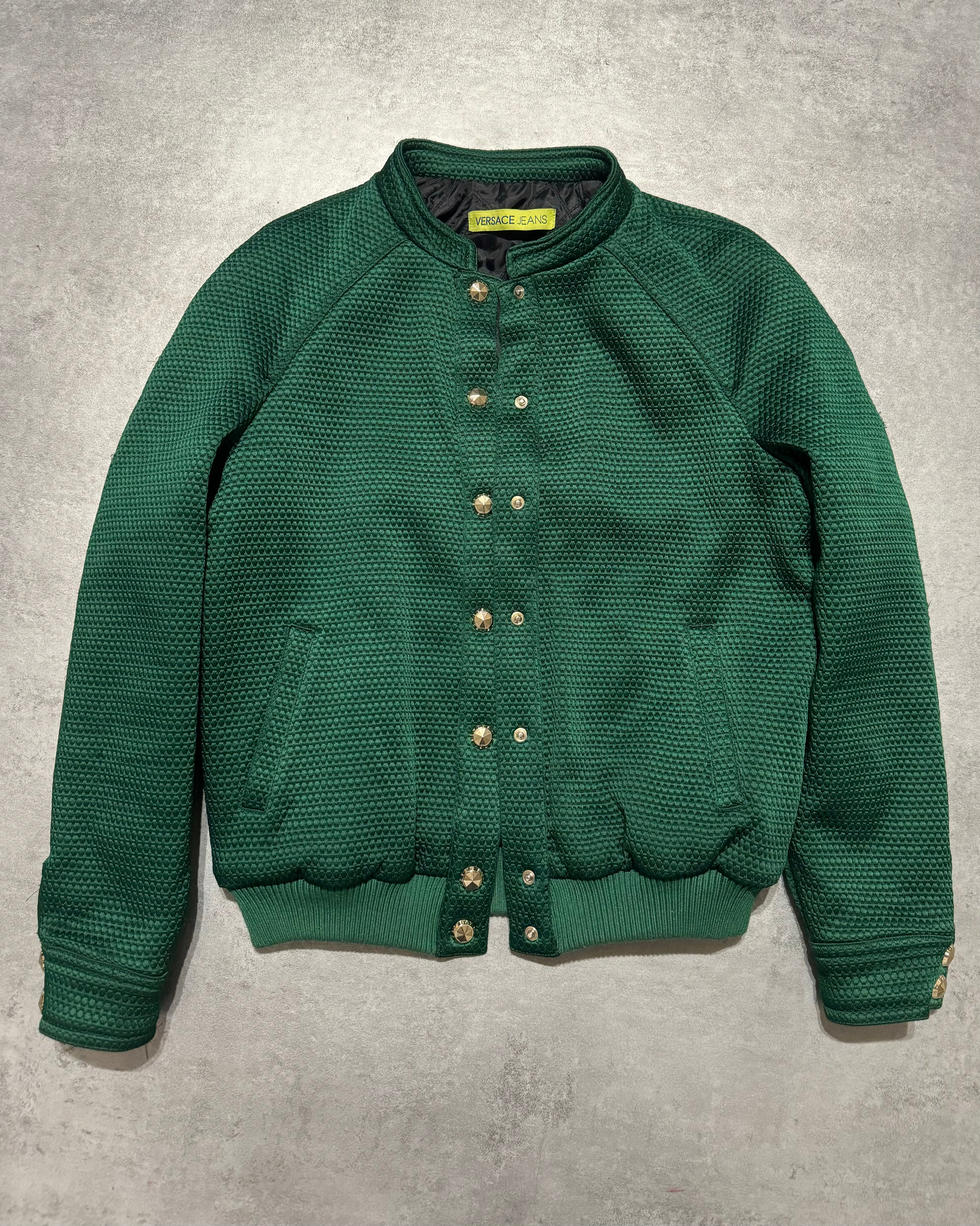 Versace Italian Green Bomber Royal Jacket (XS/S) - 5