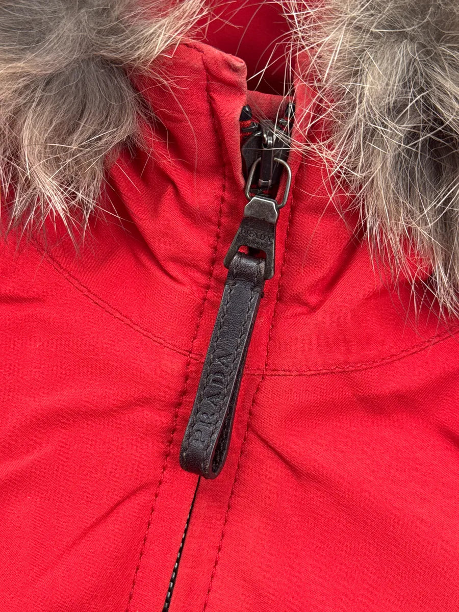 AW2006 Prada Red Fur Hood Gore-Tex Linea Rossa Jacket THQxVgnI 7