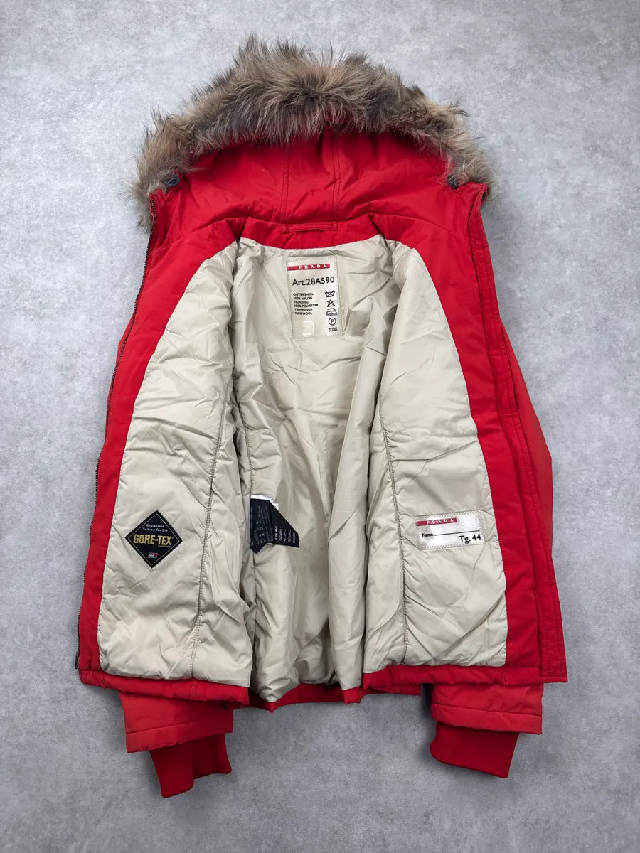 AW2006 Prada Red Fur Hood Gore-Tex Linea Rossa Jacket THQxVgnI 6