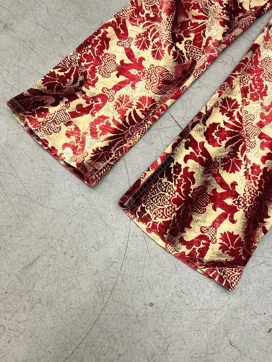 AW2002 Roberto Cavalli Floral Baroque Tribal Red & Beige Pants TJaTCjpj 7