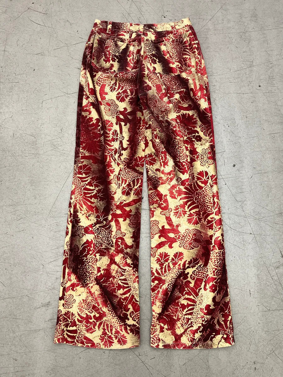 AW2002 Roberto Cavalli Floral Baroque Tribal Red & Beige Pants TJaTCjpj 6