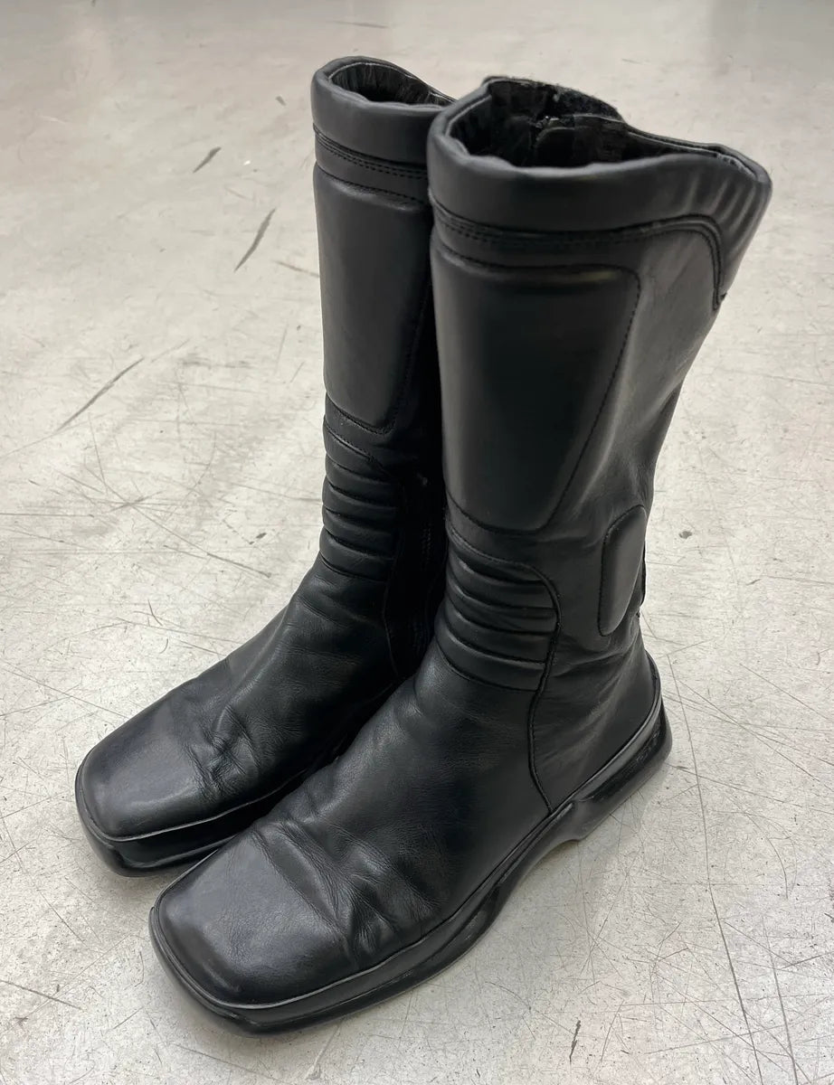AW1999 Prada Futuristic Moto Black Leather Boots TKybndhI 5