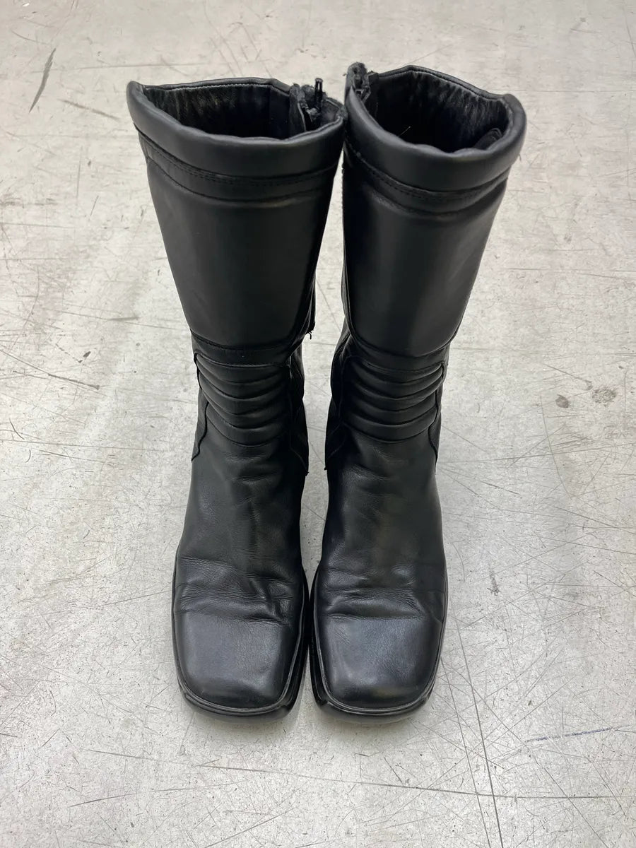 AW1999 Prada Futuristic Moto Black Leather Boots TKybndhI 6
