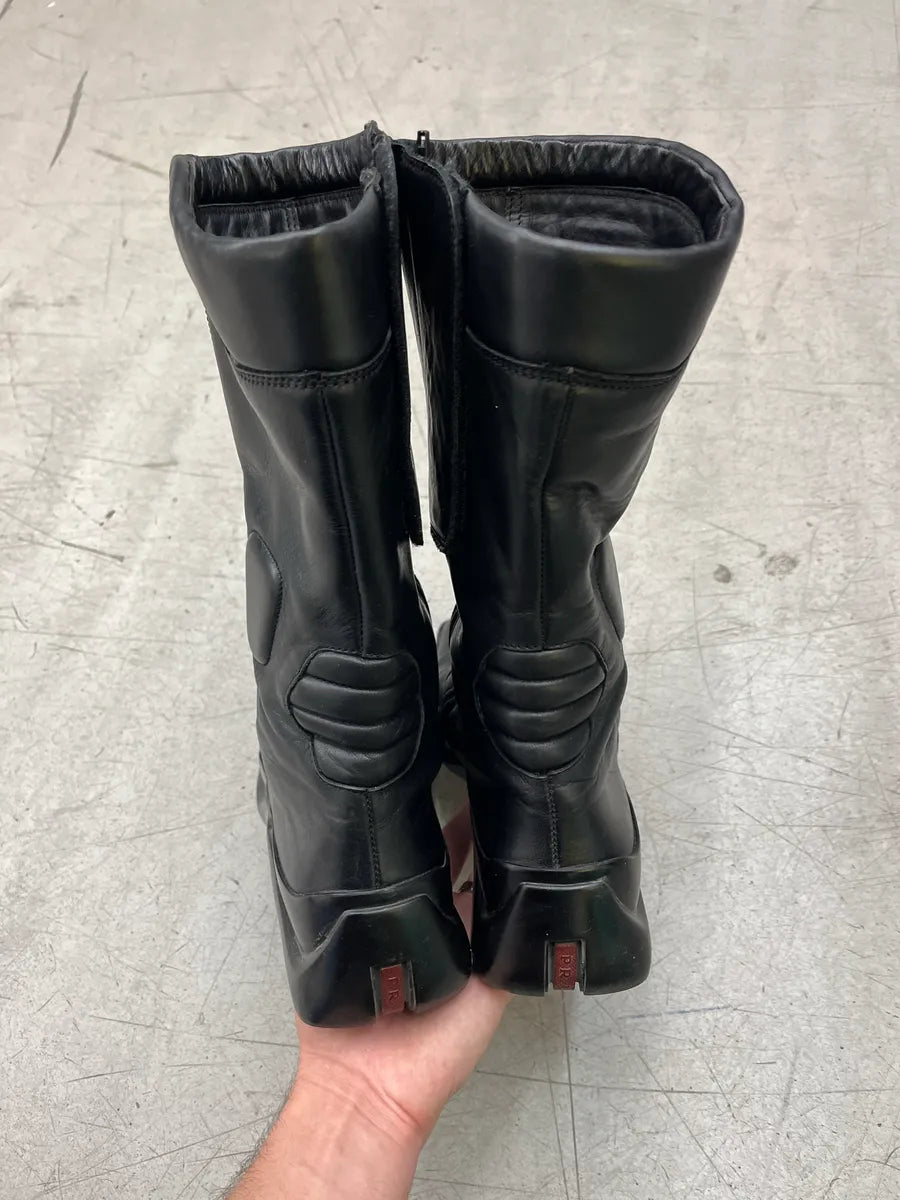 AW1999 Prada Futuristic Moto Black Leather Boots TKybndhI 7