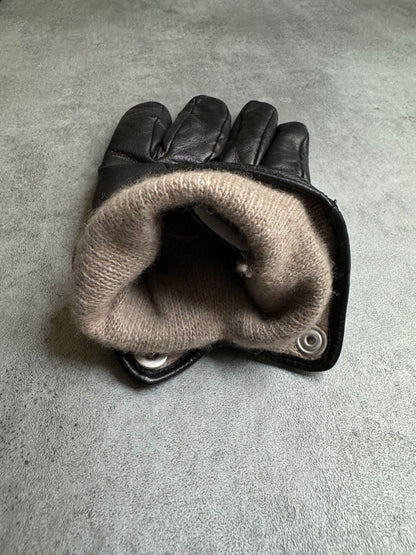 Giorgio Armani Black Leather Gloves (OS) - 4