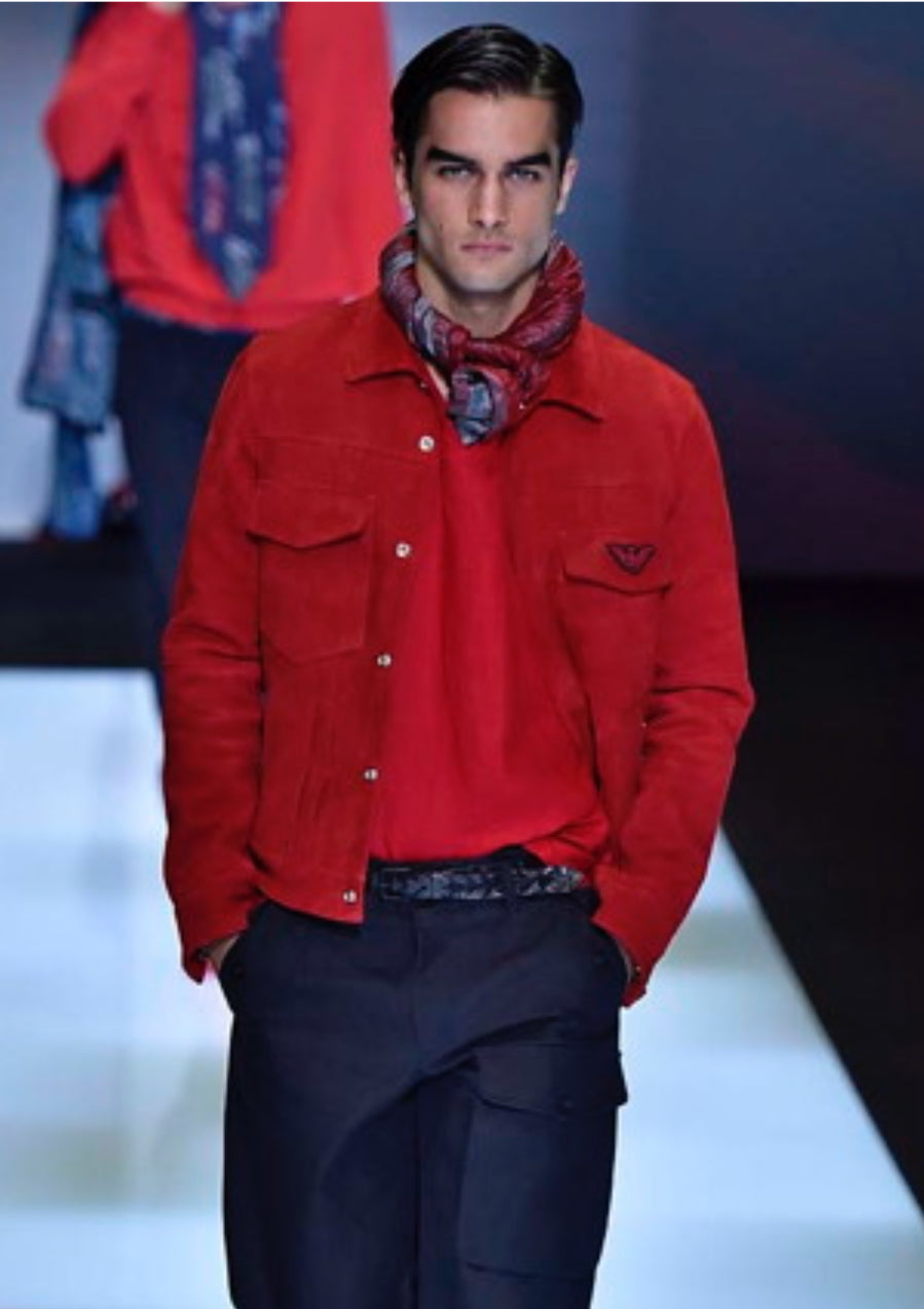 SS2017 Emporio Armani Red Suede Leather Jacket (M) - 3