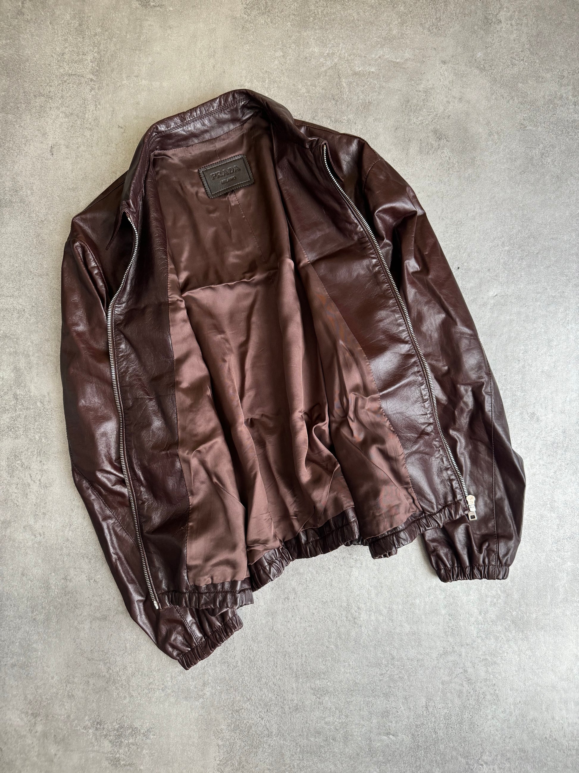 AW2017 Prada Brown Soft Relaxed Leather Jacket  (XS) - 4