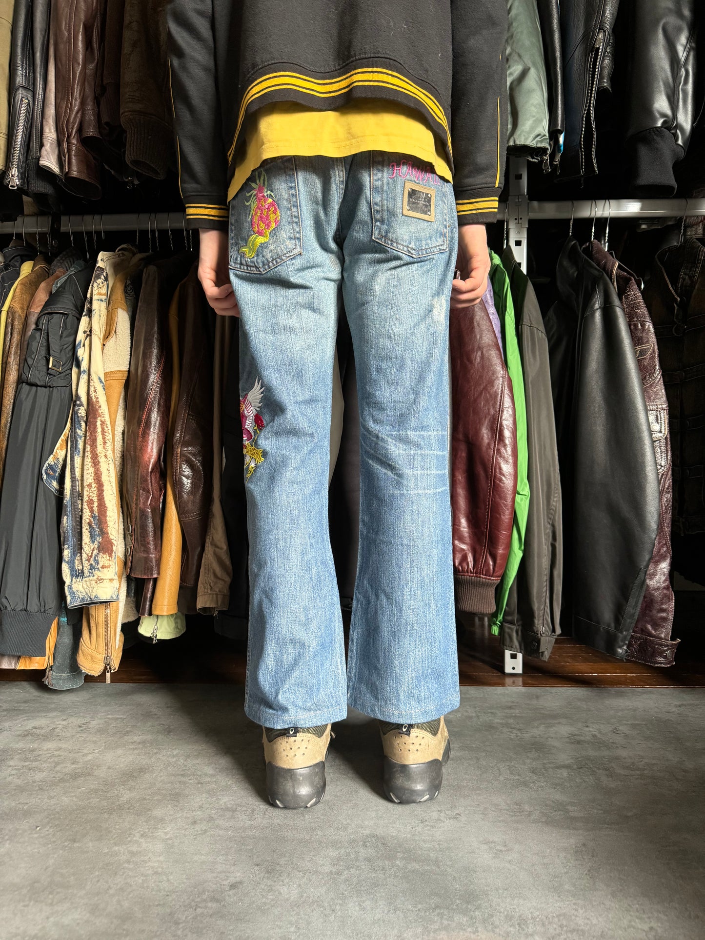 SS2006 Dolce & Gabbana Hawaii Embroideries Denim Jeans (S) - 3