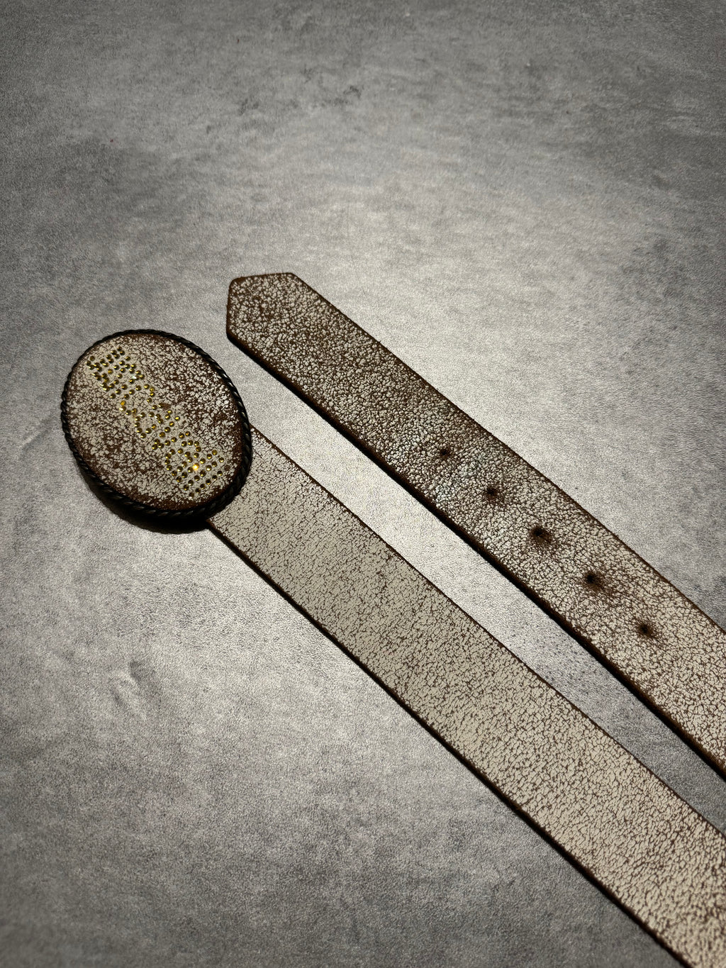 2000s Cavalli White Cracked Leather Artisanal Belt (OS) - 3