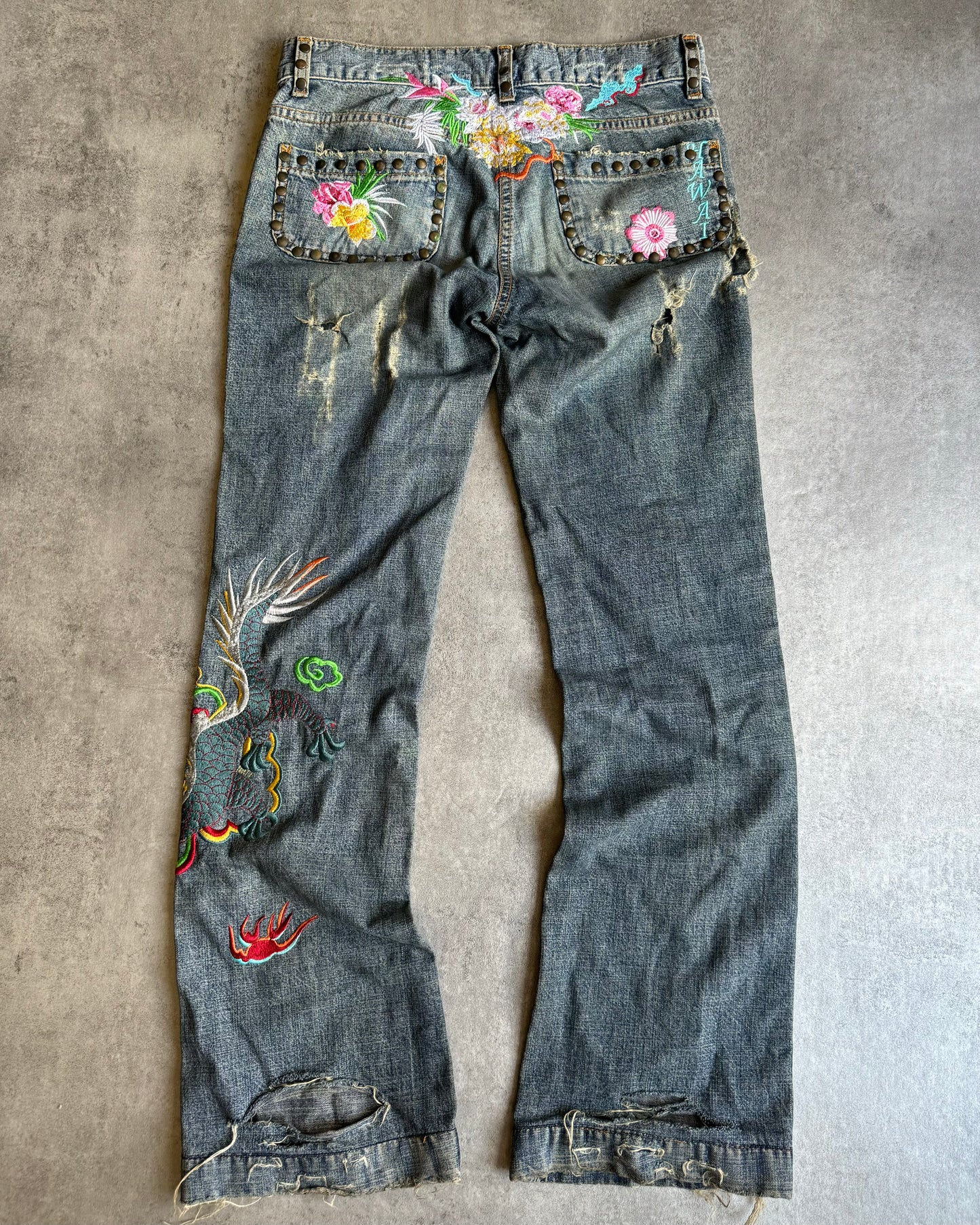 SS2006 Dolce & Gabbana Embroidered Distressed Denim Jeans  (XS/S) - 7