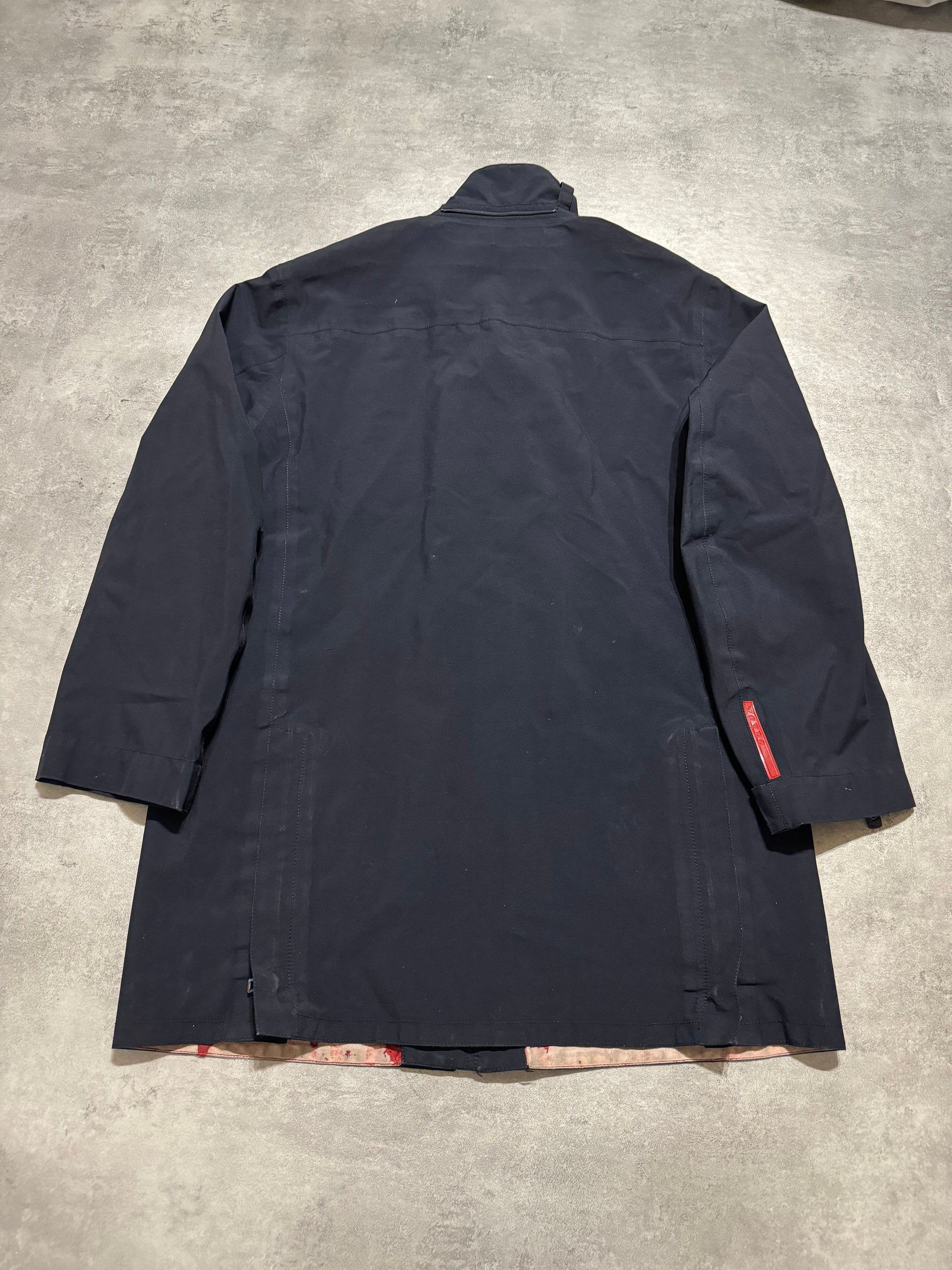 2000s Prada Navy Windbreaker Long Jacket (L) - 4