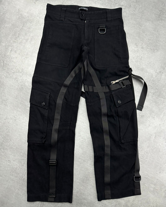 AW2003 Dolce & Gabbana Black Cargo Bondage Military Pants (M) - 1