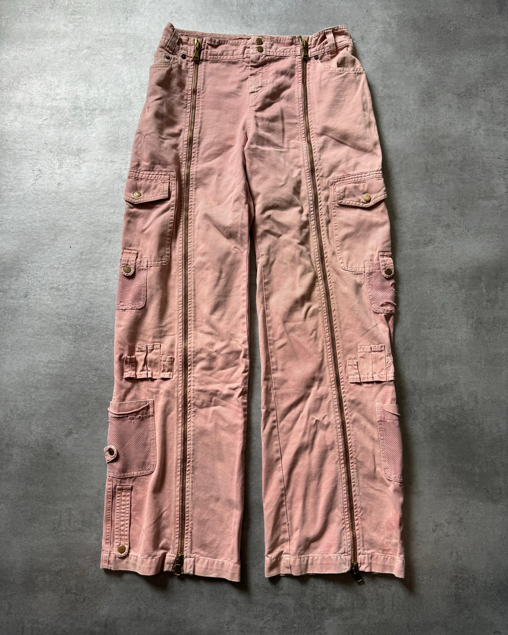 SS2003 Dolce & Gabbana Full Zip Aviator Cargo Pink Pants (M) - 1