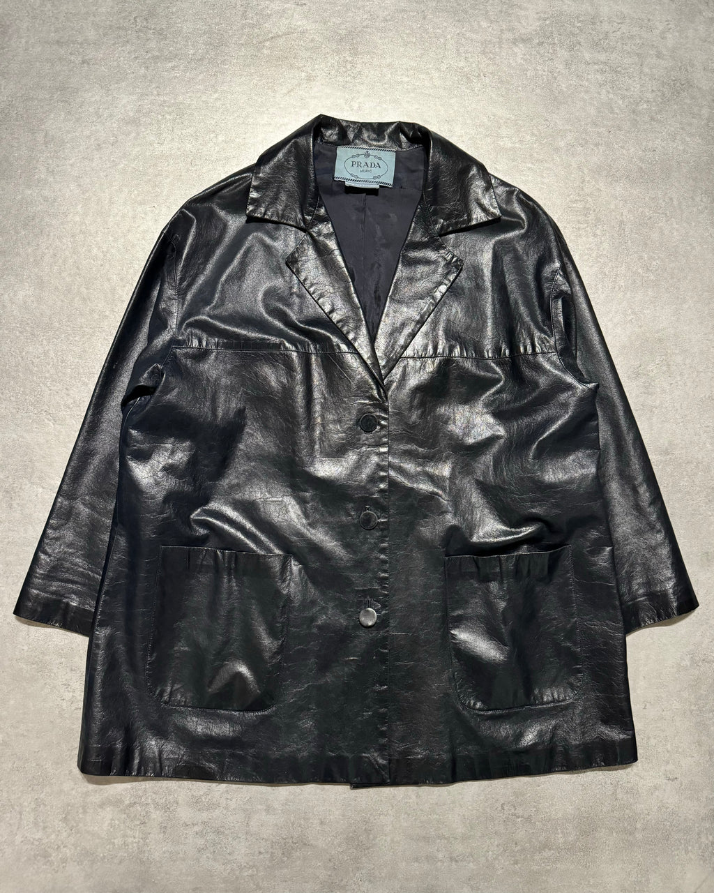 AW1996 Prada Navy Soft Leather Italian Jacket (XS) - 5