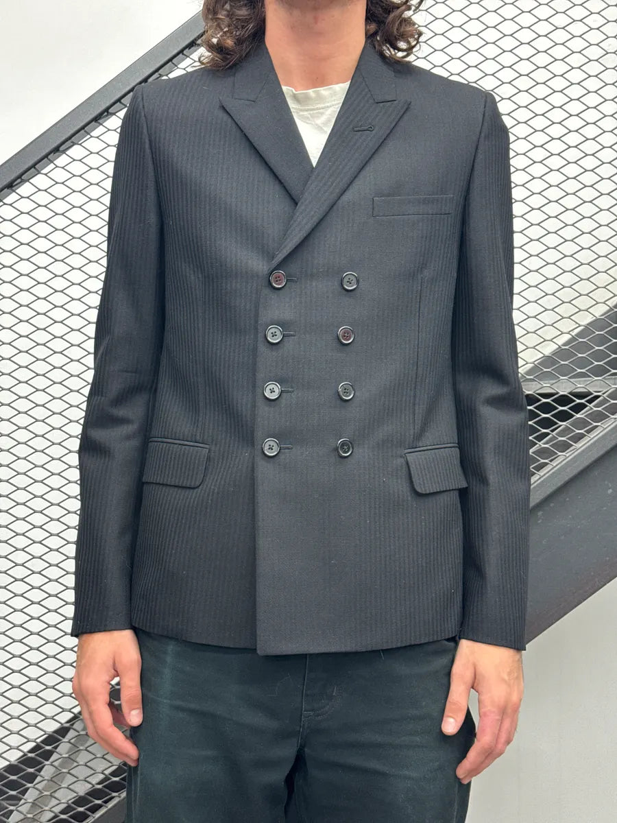 Saint Laurent Black Wool Double-Breasted Peak Lapel Blazer Jacket TiFGINag 1