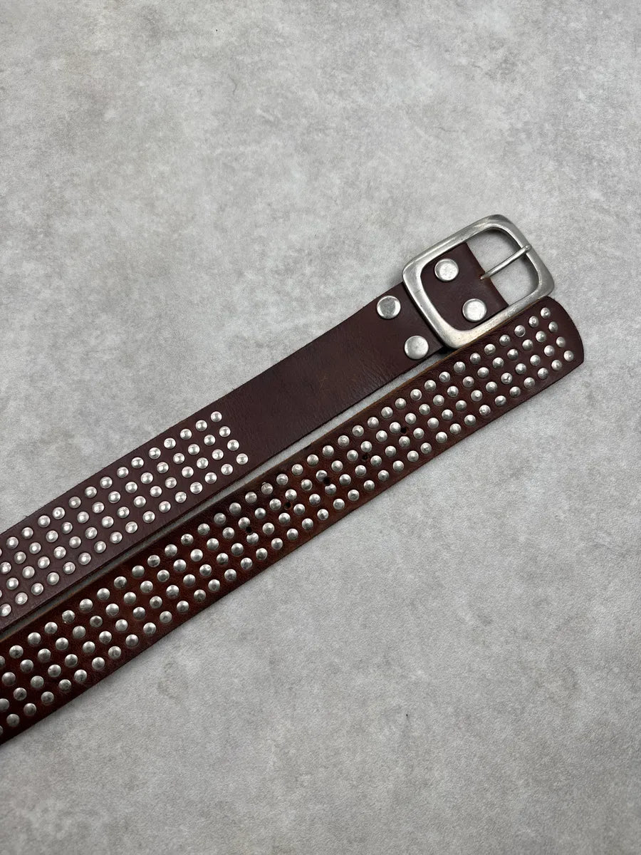 Diesel Brown Leather Studded Riveted Belt TiIsGFUo 4