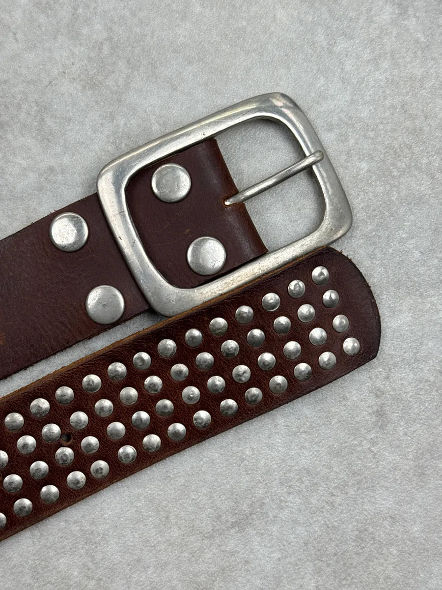 Diesel Brown Leather Studded Riveted Belt TiIsGFUo 5