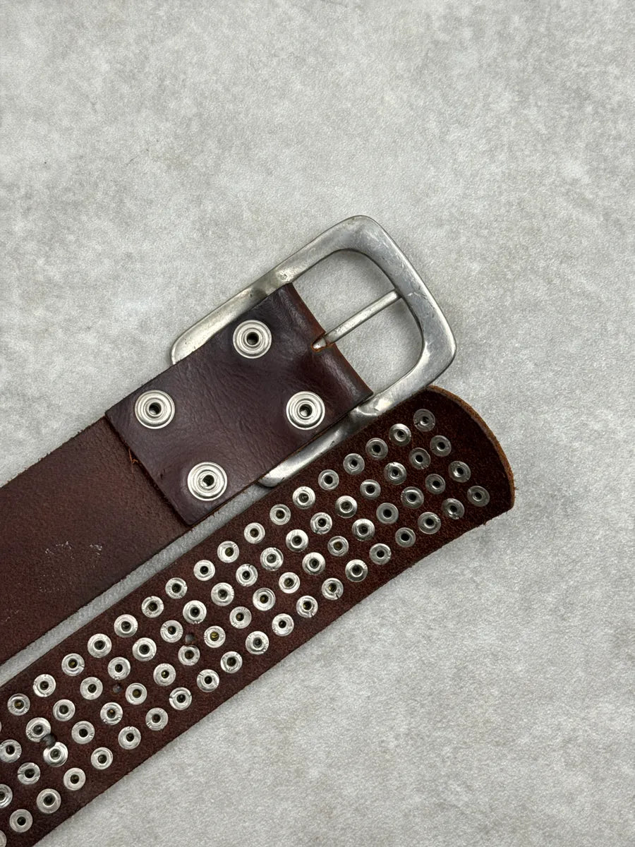 Diesel Brown Leather Studded Riveted Belt TiIsGFUo 6