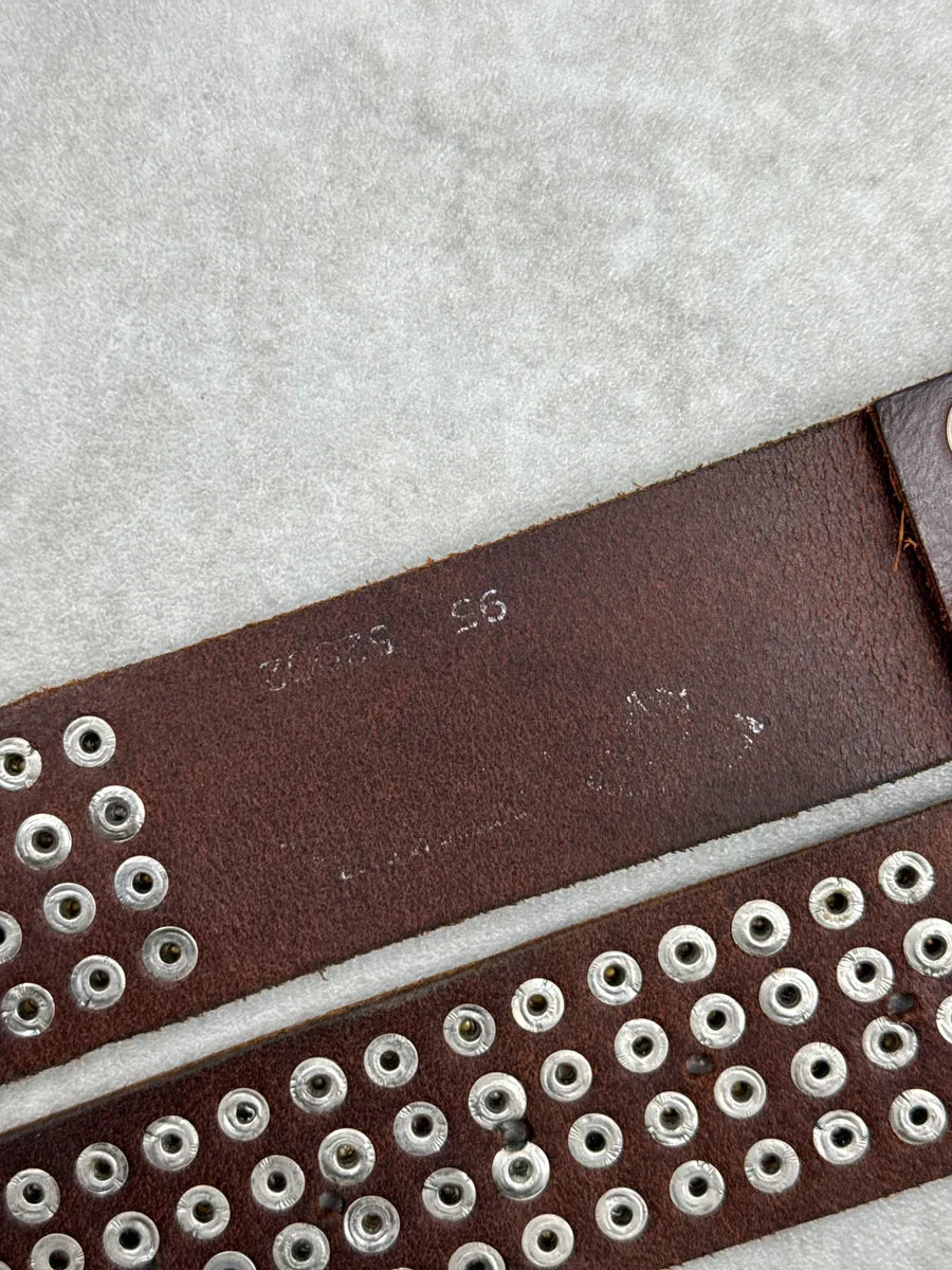 Diesel Brown Leather Studded Riveted Belt TiIsGFUo 8