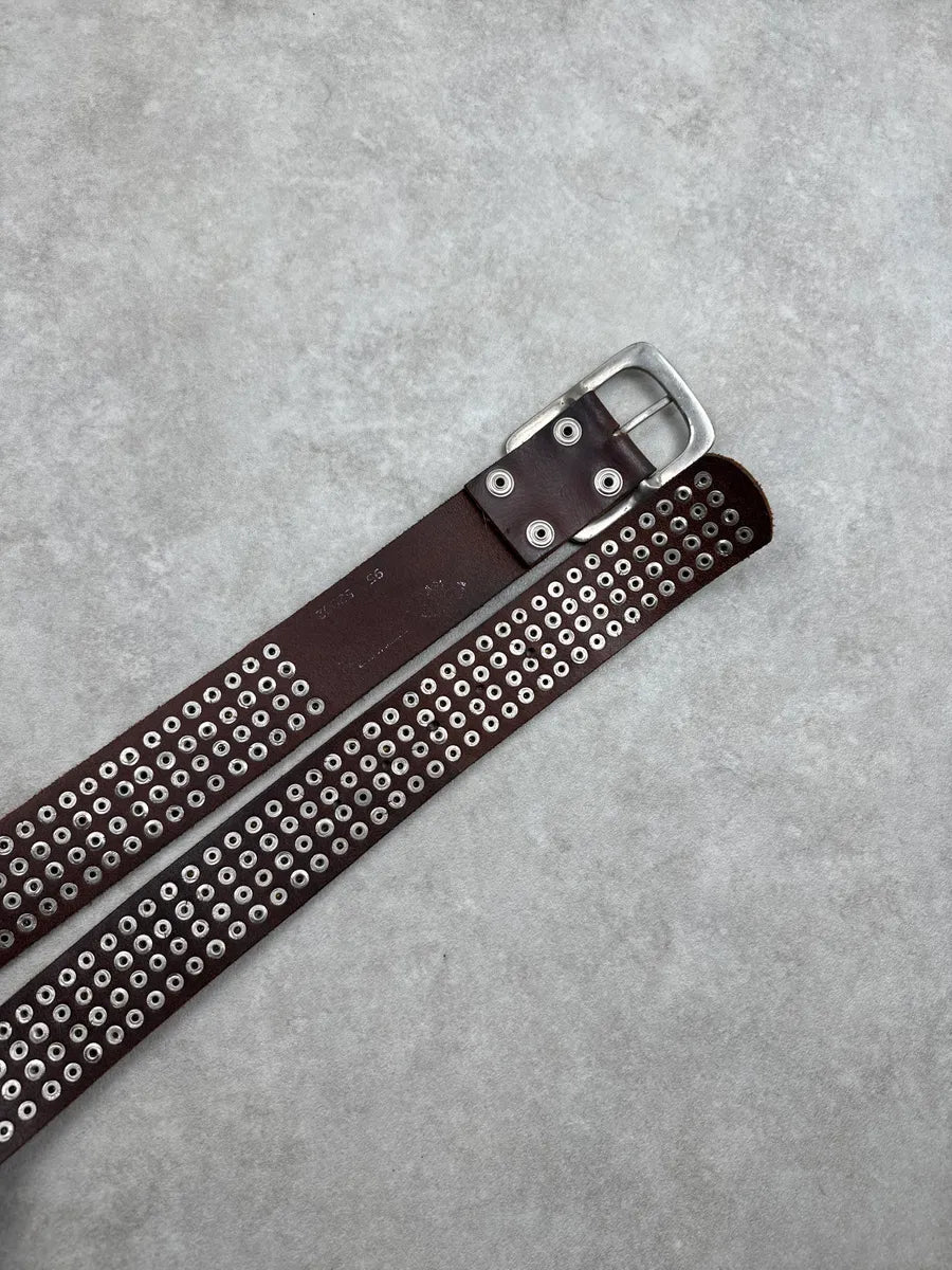 Diesel Brown Leather Studded Riveted Belt TiIsGFUo 7