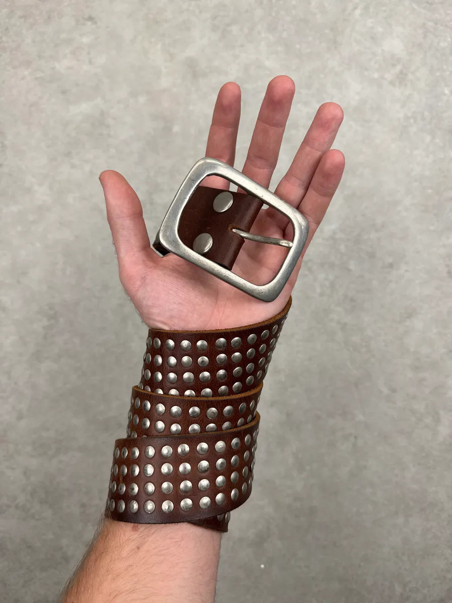 Diesel Brown Leather Studded Riveted Belt TiIsGFUo 1