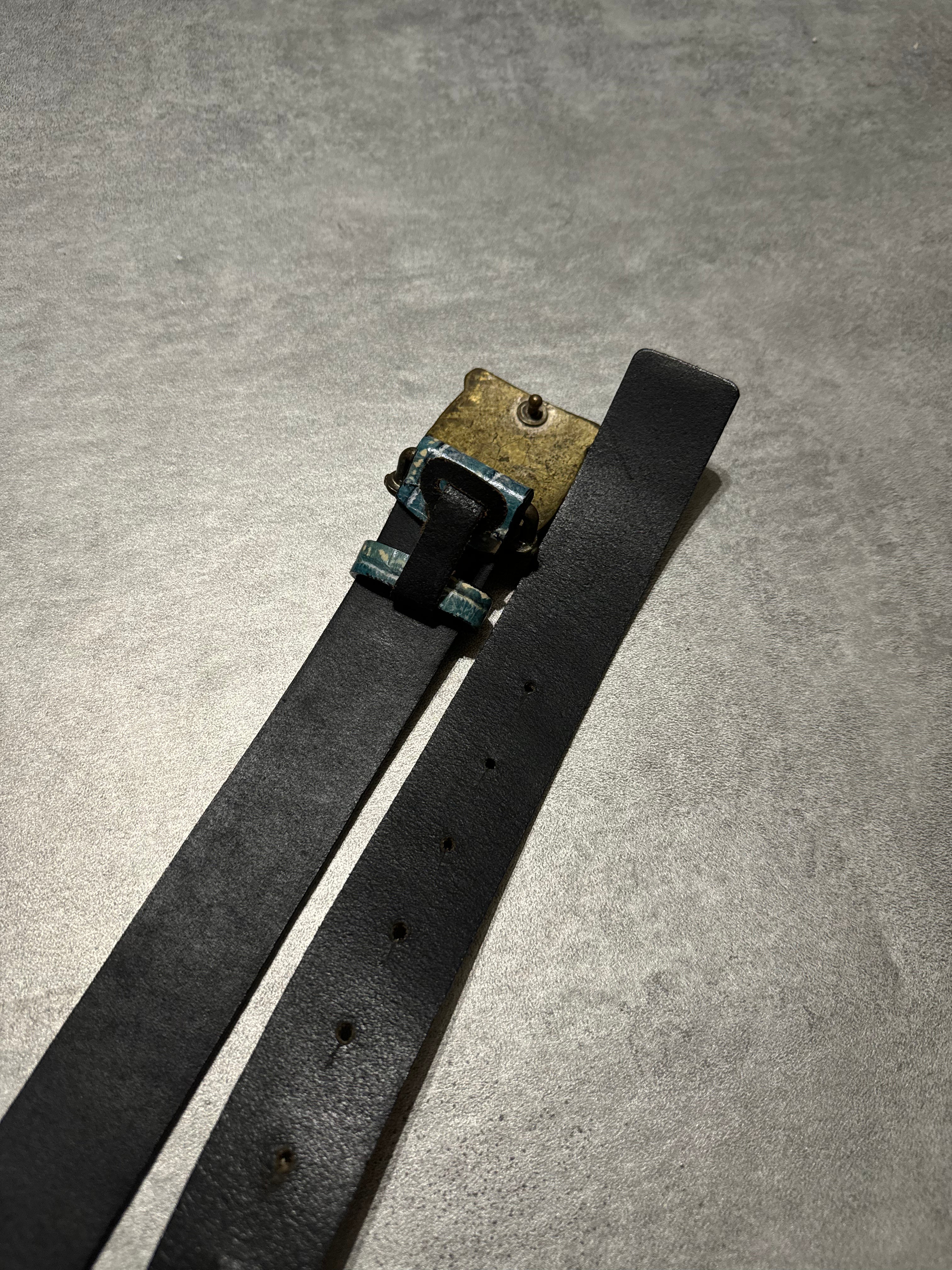 2000s Dolce & Gabbana Blue Leather Buffalo Belt (OS) - 6