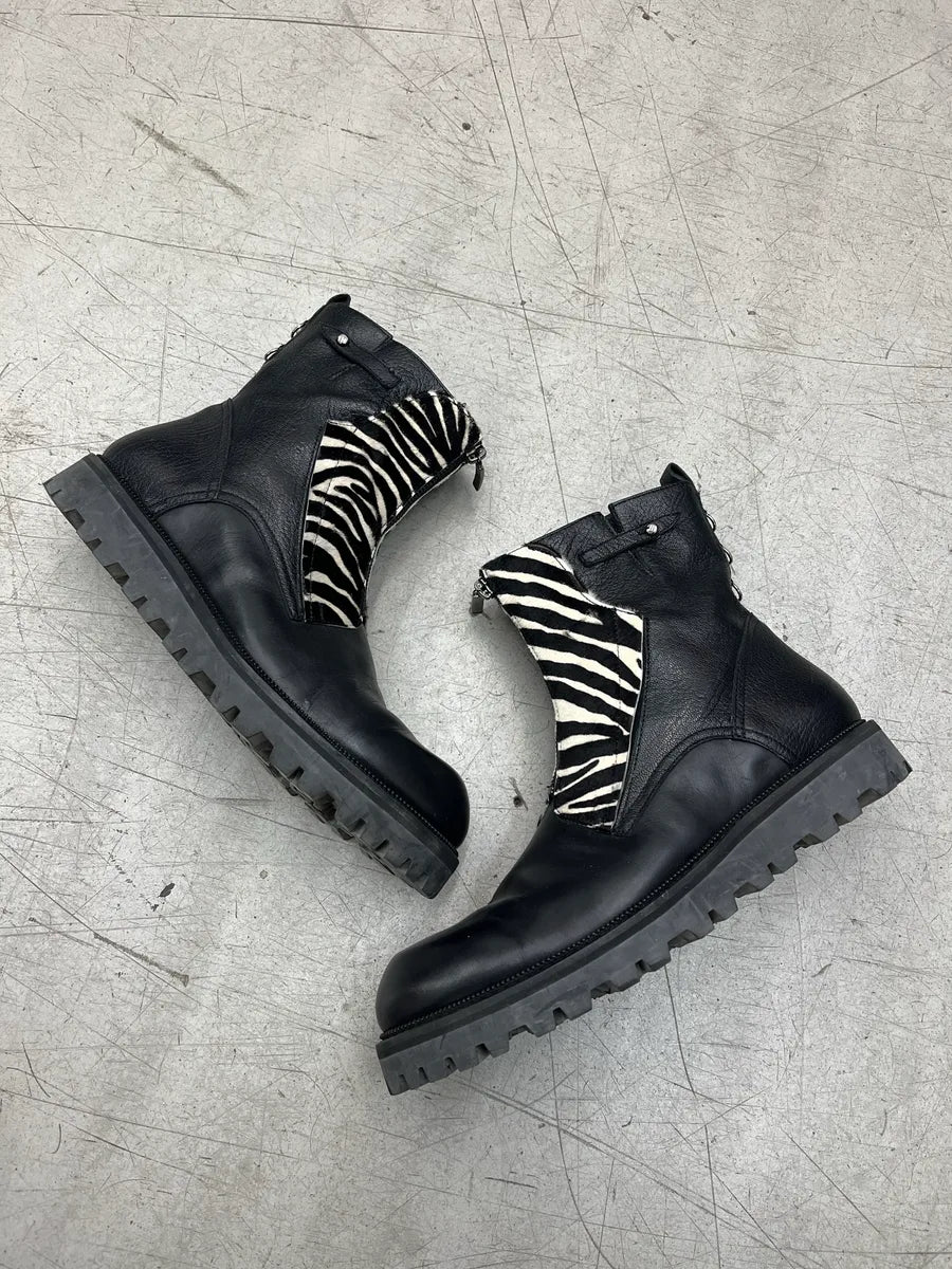 Cesare Paciotti Zebra Pony Hair Black Leather Boots TkseTfyx 1
