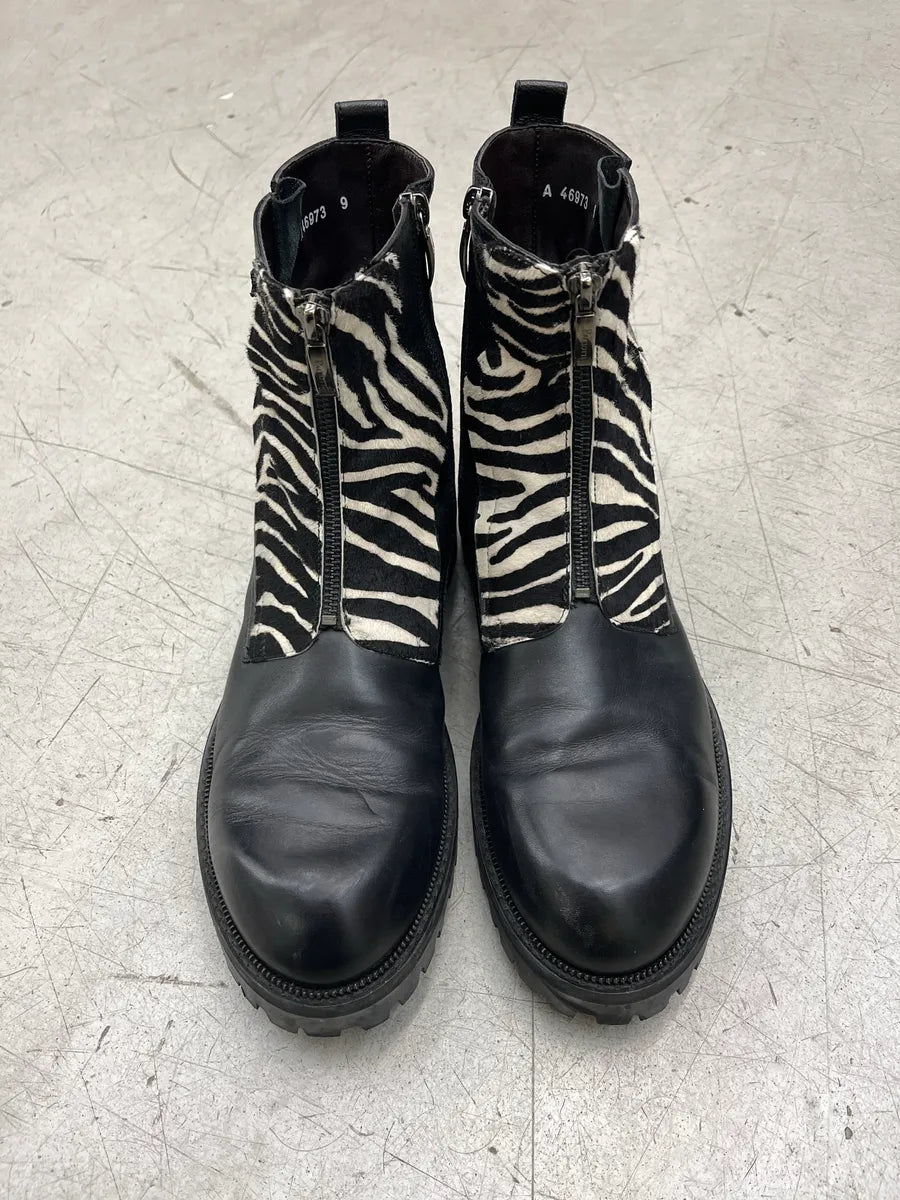 Cesare Paciotti Zebra Pony Hair Black Leather Boots TkseTfyx 4
